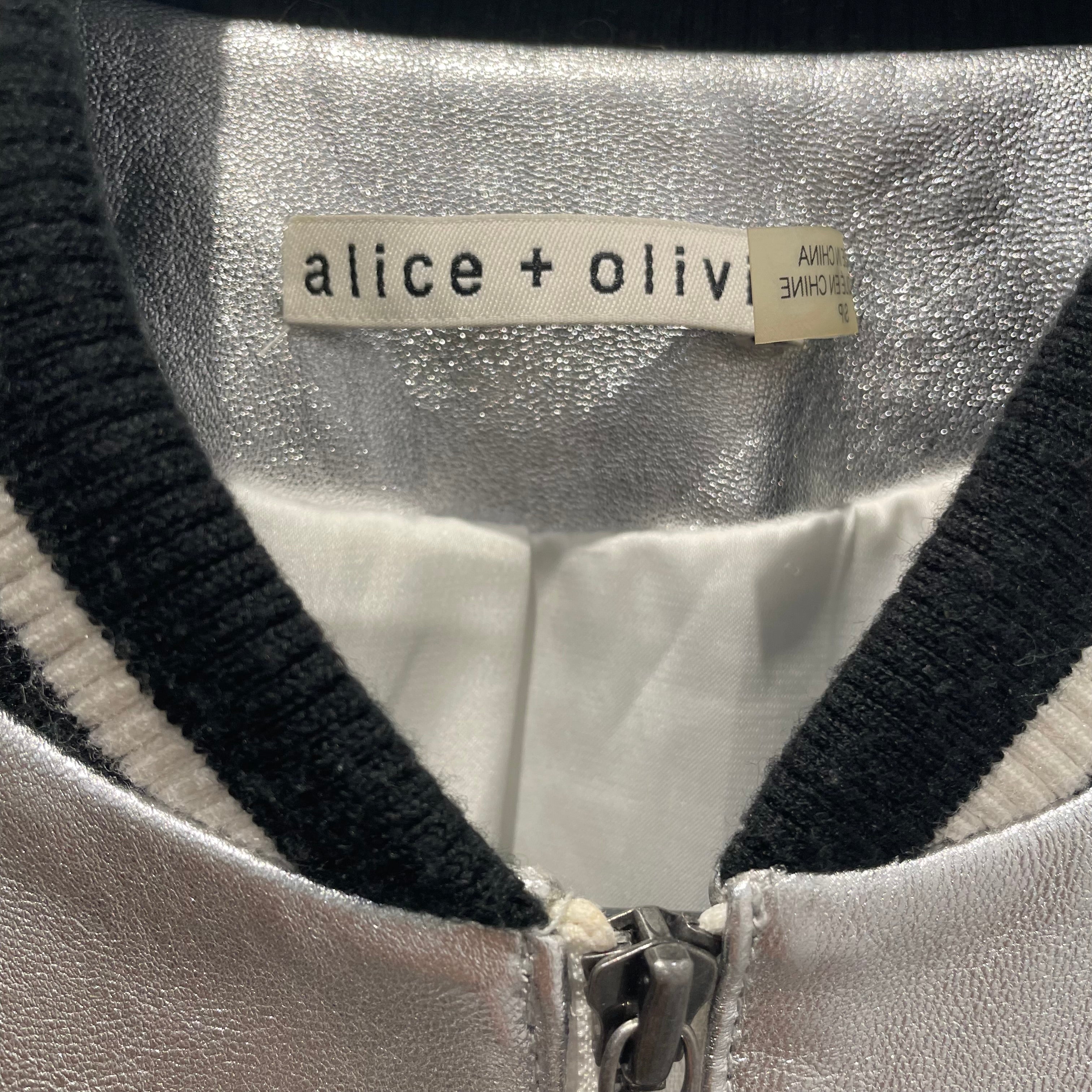 alice+olivia/Souvenir Jkt/S/Lambskin/SLV/SLV LAMBSKIN BOMBER view 3