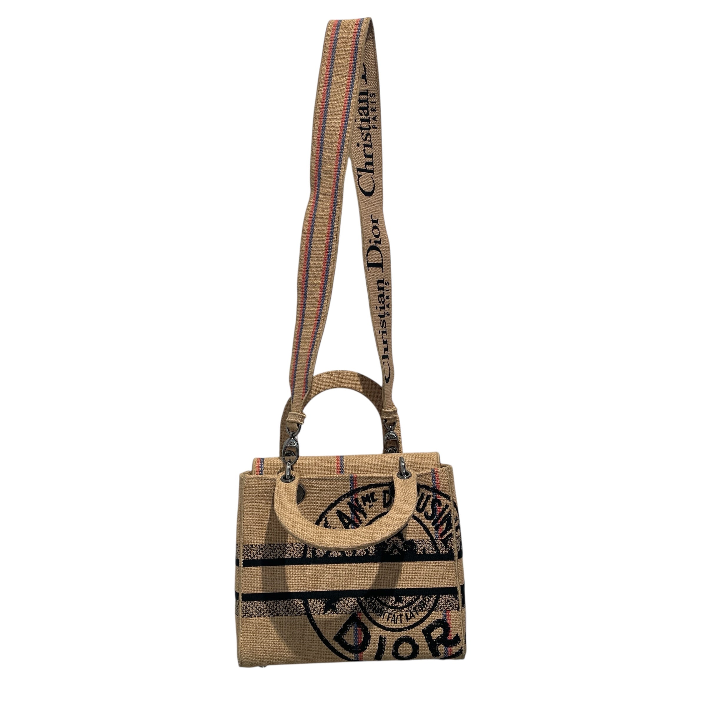 Christian Dior/Tote Bag/Graphic/Cotton/BEG/Lady D-Lite Embroidered Jute view 2