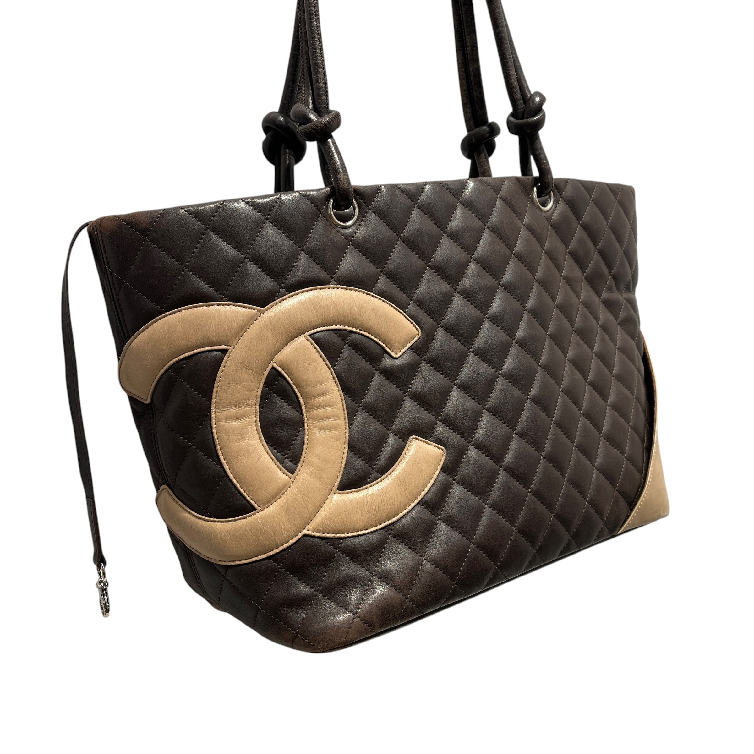 CHANEL/Tote Bag/Leather/BRW/vintage cambon line cc quilted view 10