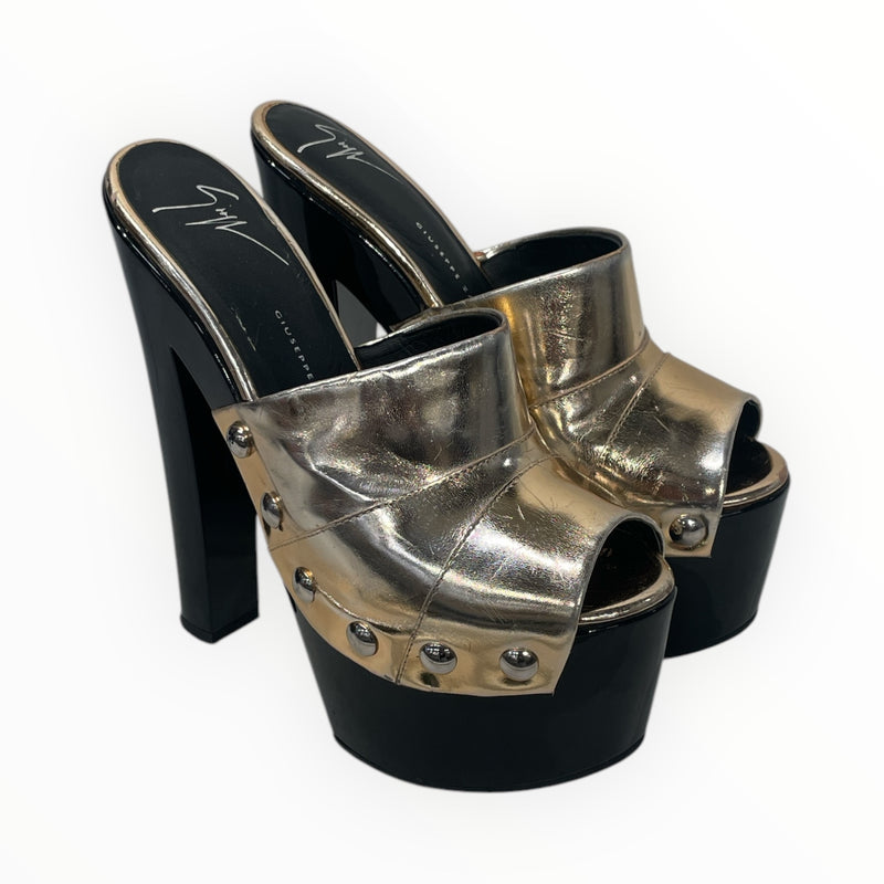 GIUSEPPE ZANOTTI DESIGN/Heels/EU 37/Leather/GLD/Platform Clog With Leather