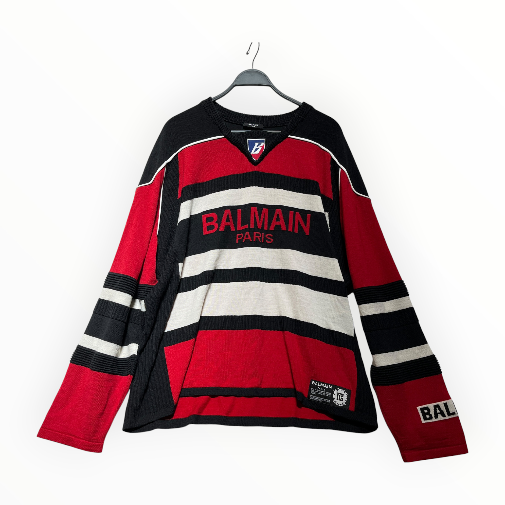 BALMAIN/Sweater/XL/Cotton/RED/RED/BLK/WHT view 1