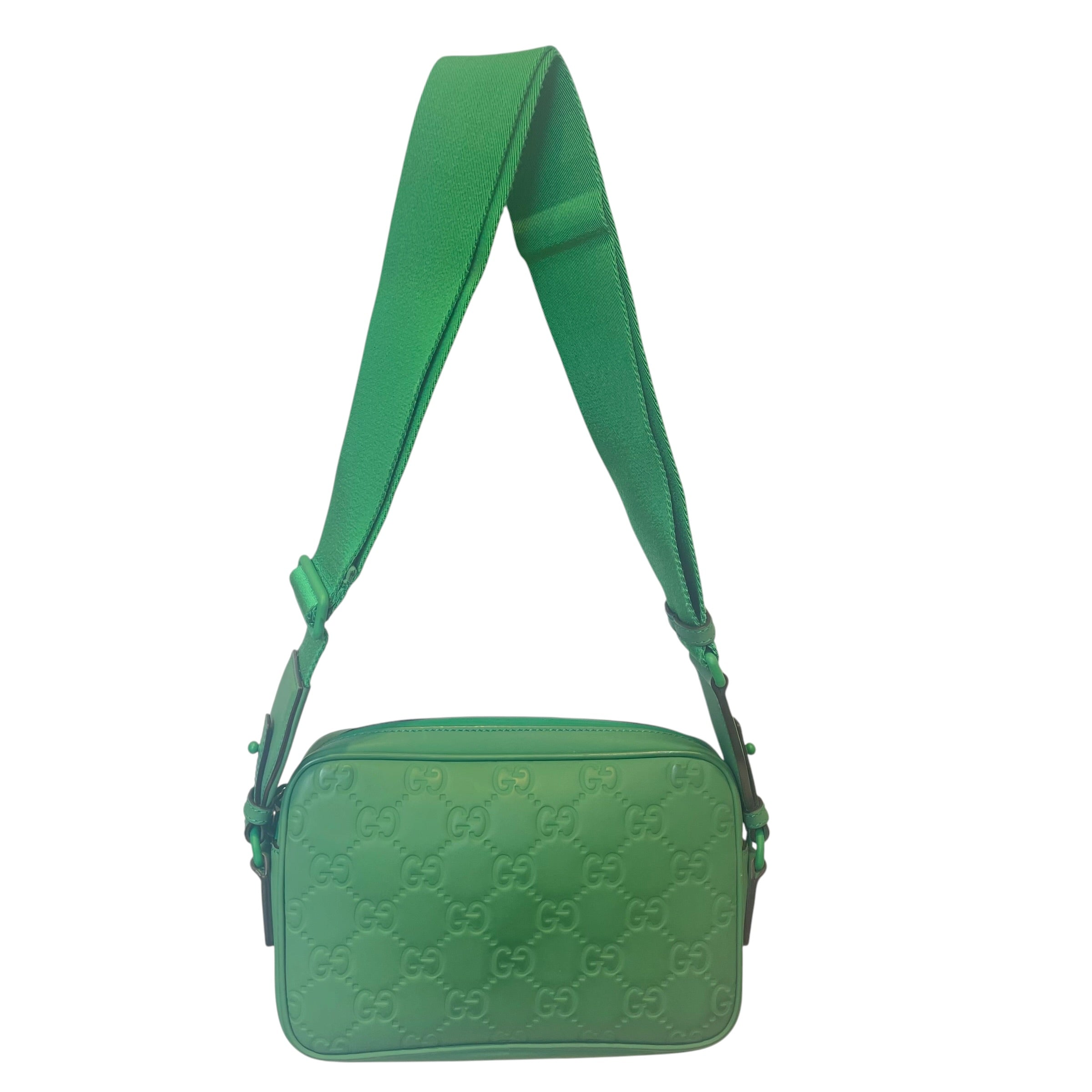 GUCCI/Cross Body Bag/Monogram/Leather/GRN/supreme gg view 1