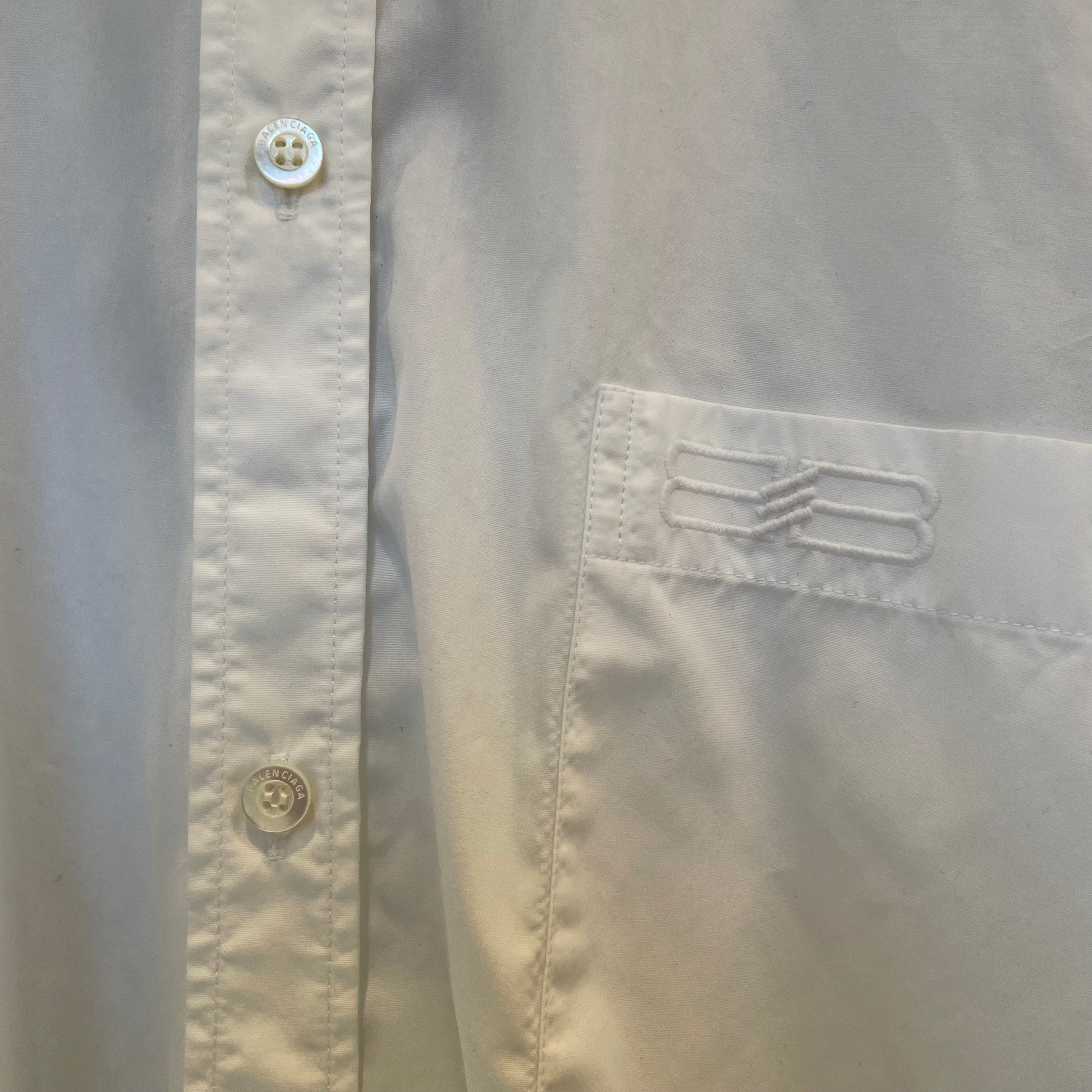 BALENCIAGA/LS Shirt/39/WHT/TECHNICAL POPLIN view 4