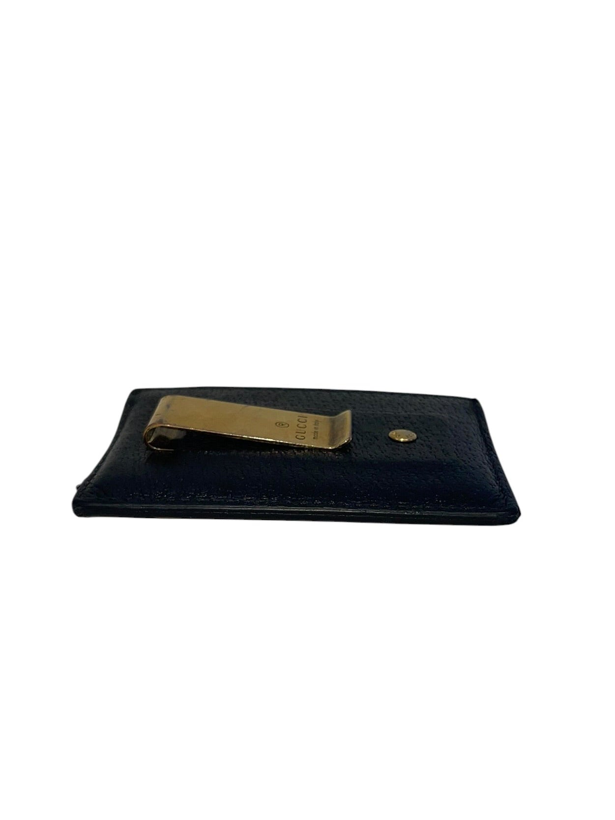 GUCCI/Wallet/Leather/BLK/Gold Clip Card Holder view 3