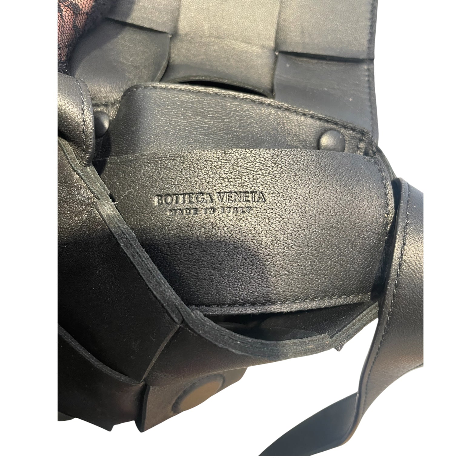 BOTTEGA VENETA/Cross Body Bag/Leather/BLK/mini/ woven leather/blk strap view 5