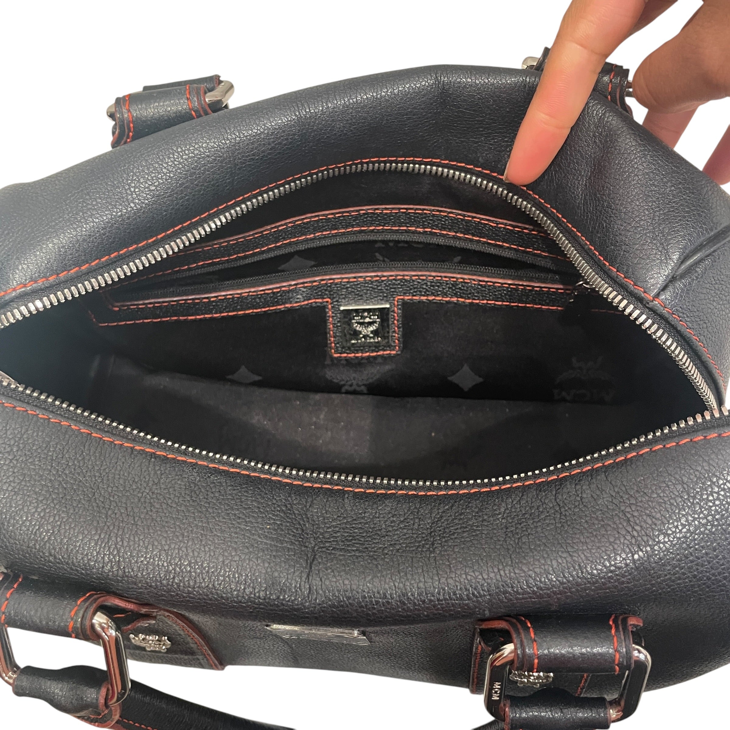 MCM/Hand Bag/Leather/BLK/RED STITCHING view 3