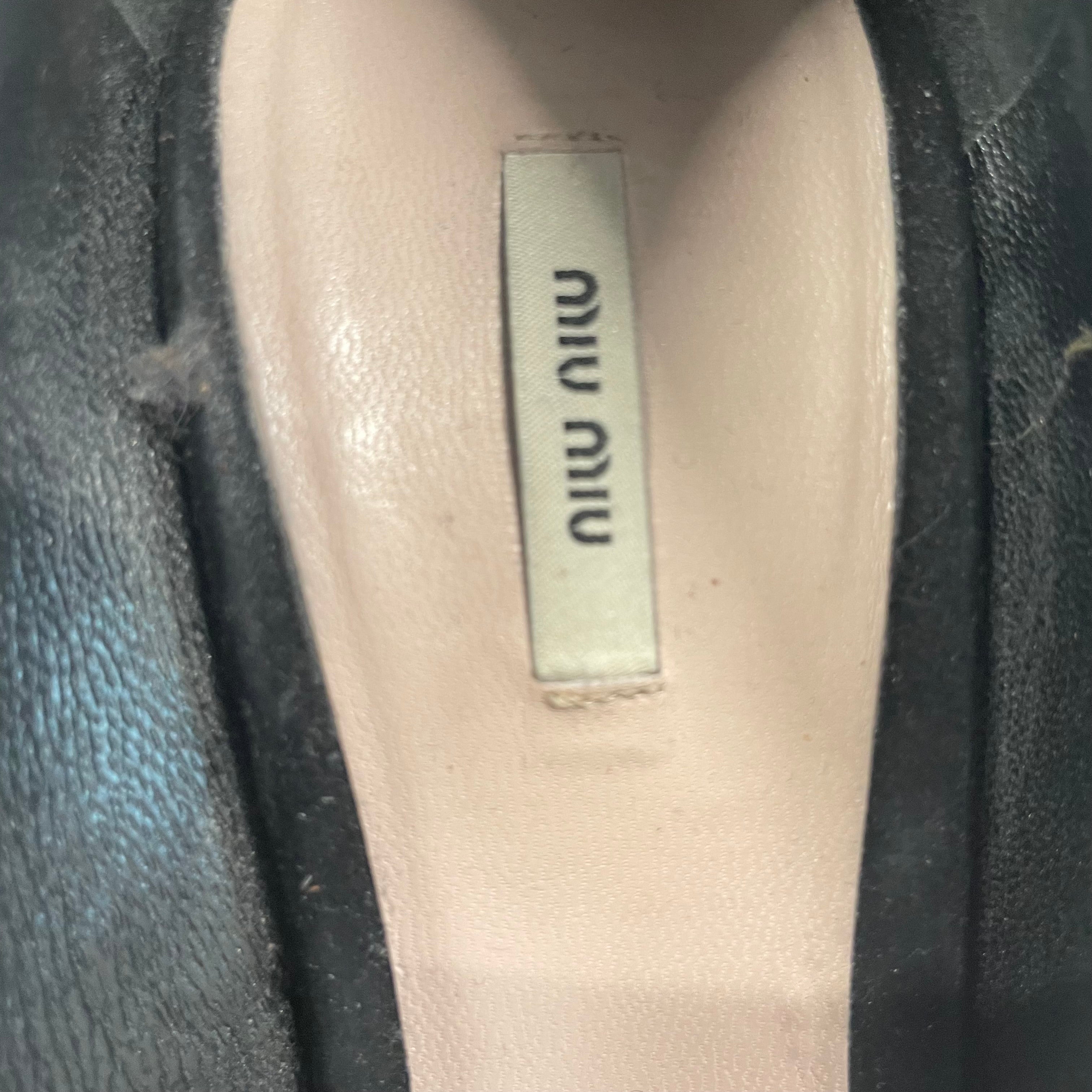 MIU MIU/Heels/US 6/BLK/Open-Toe/ribbed heel post all black view 3