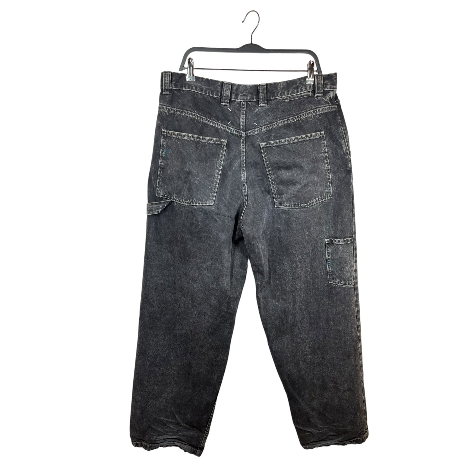 Maison Margiela/Pants/33/Denim/BLK/wide leg paint splattered deni view 2