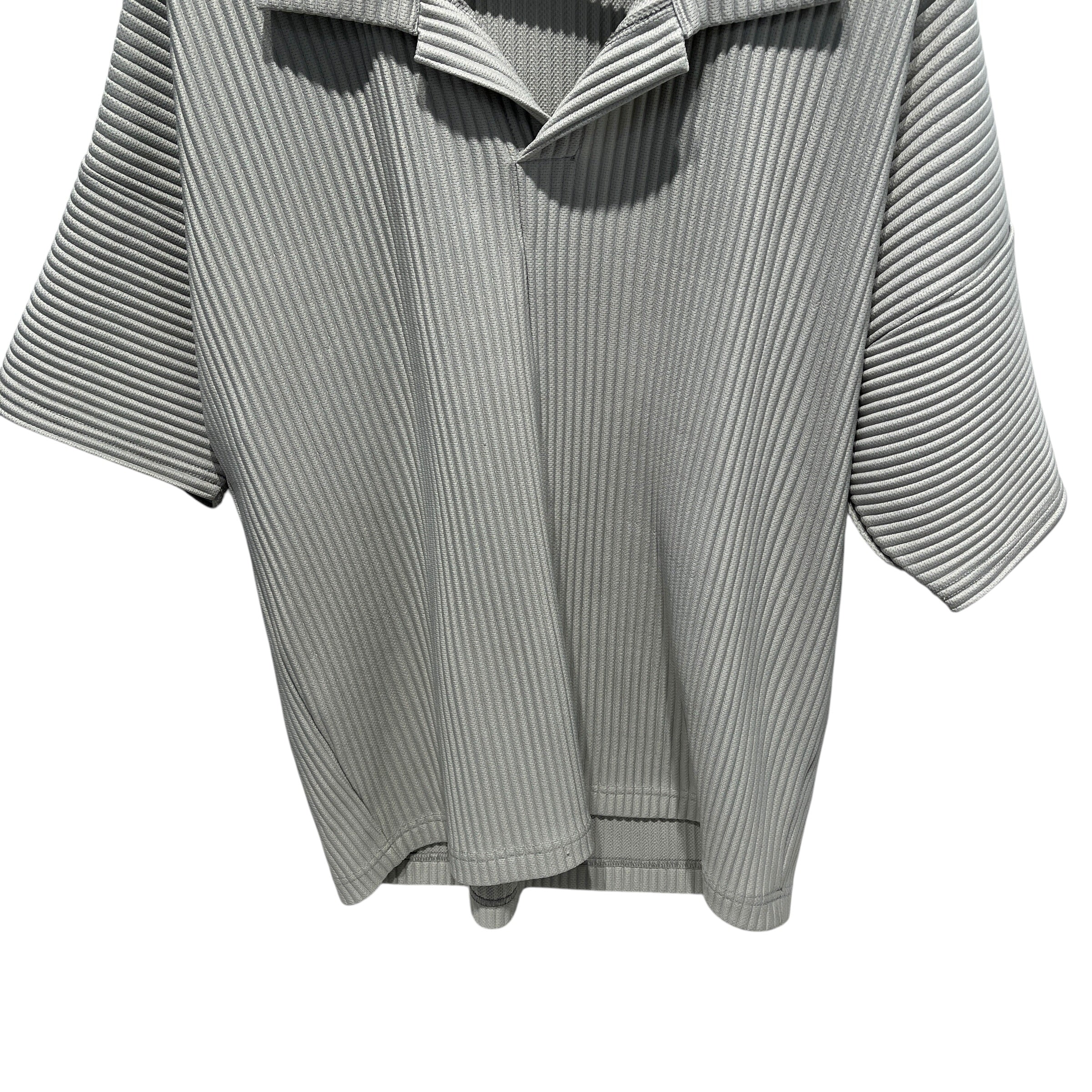 HOMME PLISSE ISSEY MIYAKE/Polo Shirt/M/Polyester/GRY/PLEATED POLO SHIRT view 8