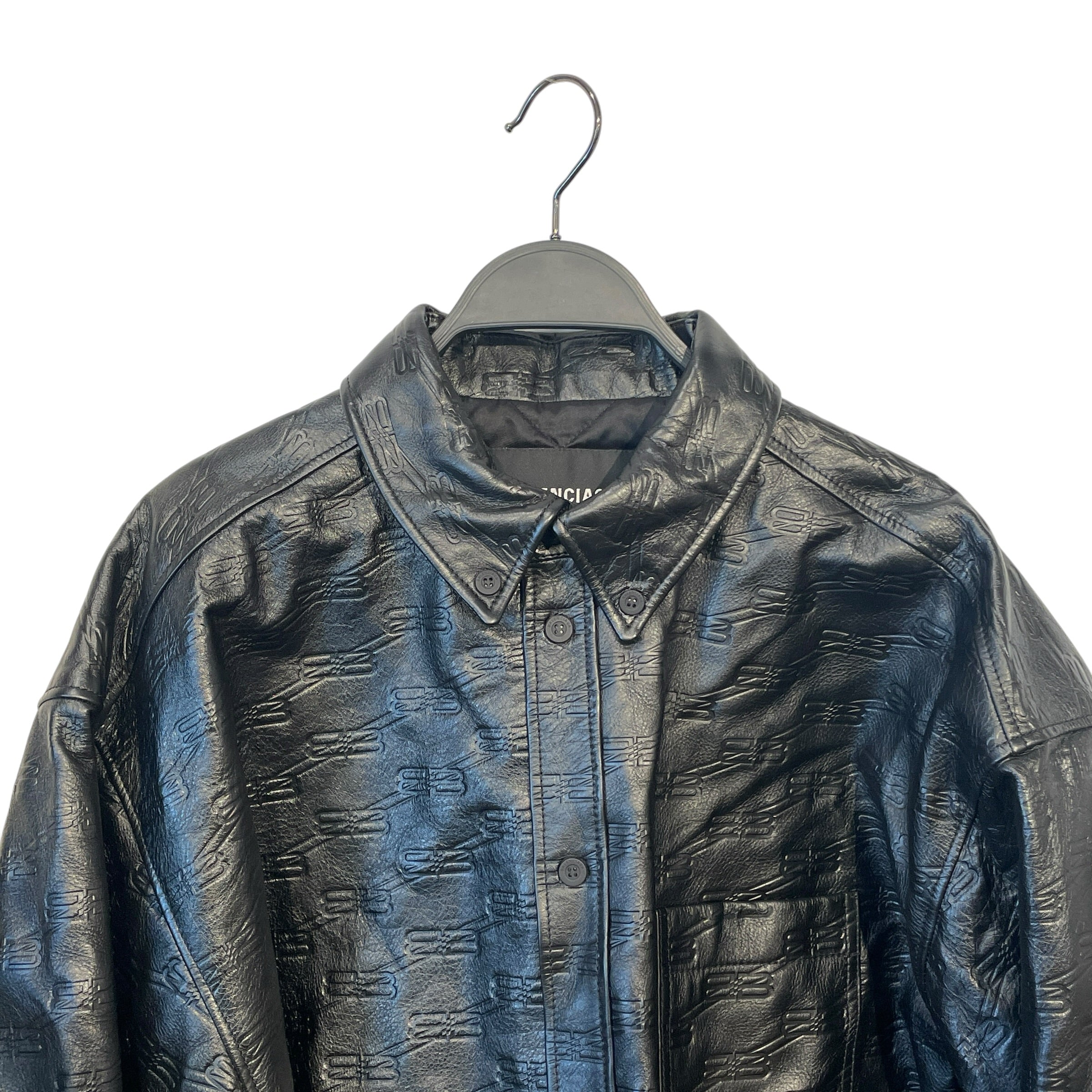 BALENCIAGA/Leather Jkt/50/Leather/BLK/All Over Print/BB MONOGRAM LEATHER JACKET view 3