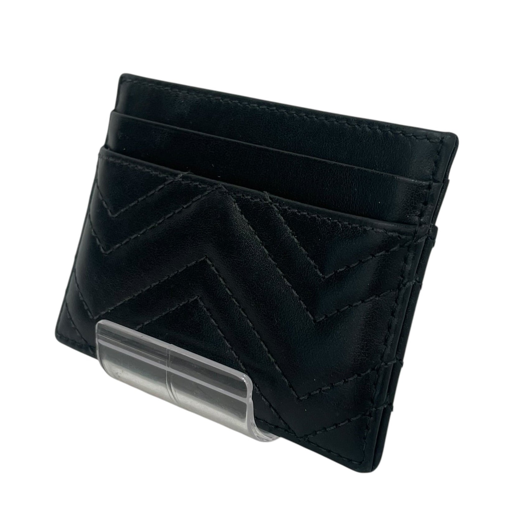 GUCCI/Wallet/Stripe/Leather/BLK/GG Marmont Card Case view 2