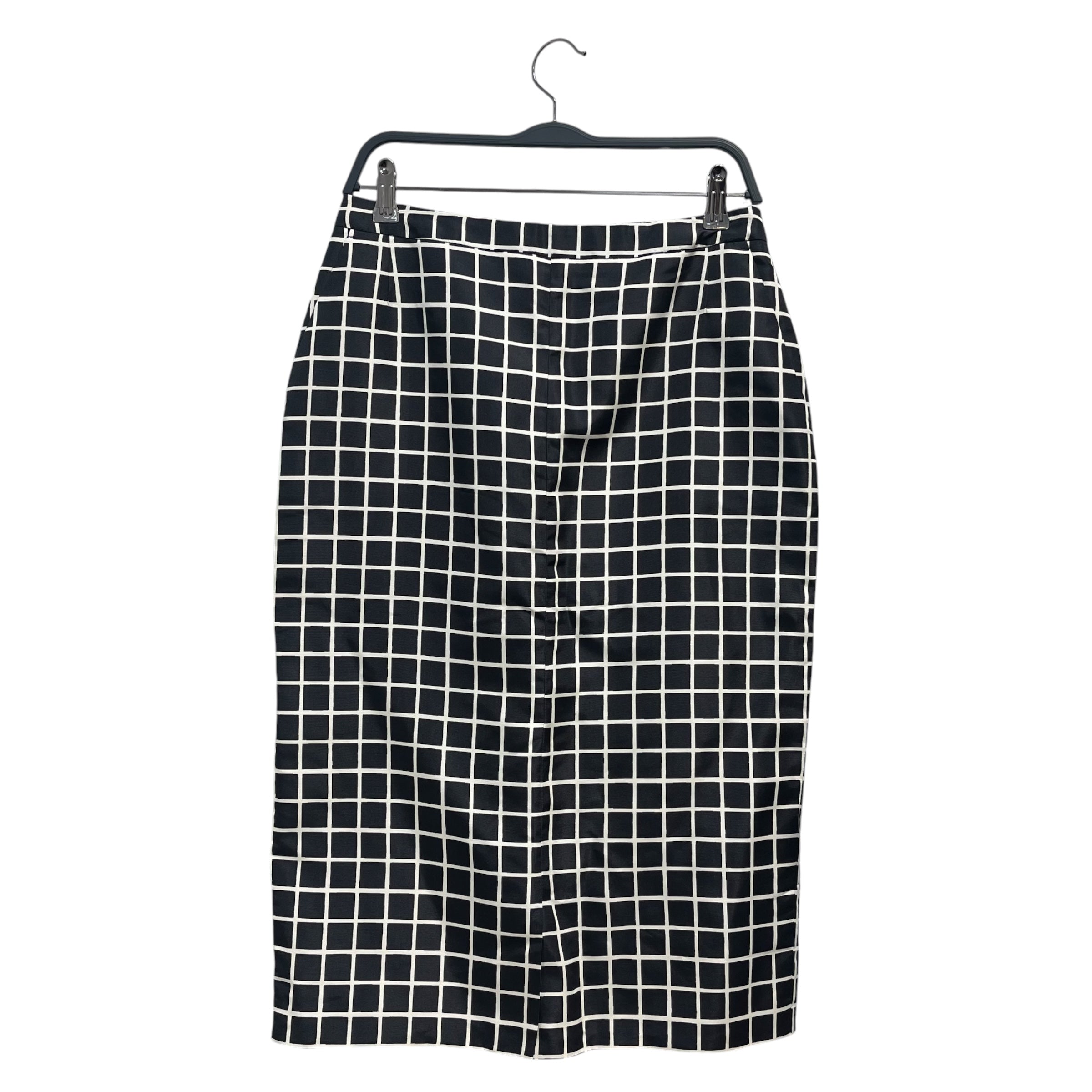 DRIES VAN NOTEN/Long Skirt/40/All Over Print/Silk/BLK/pencil white border squares view 1