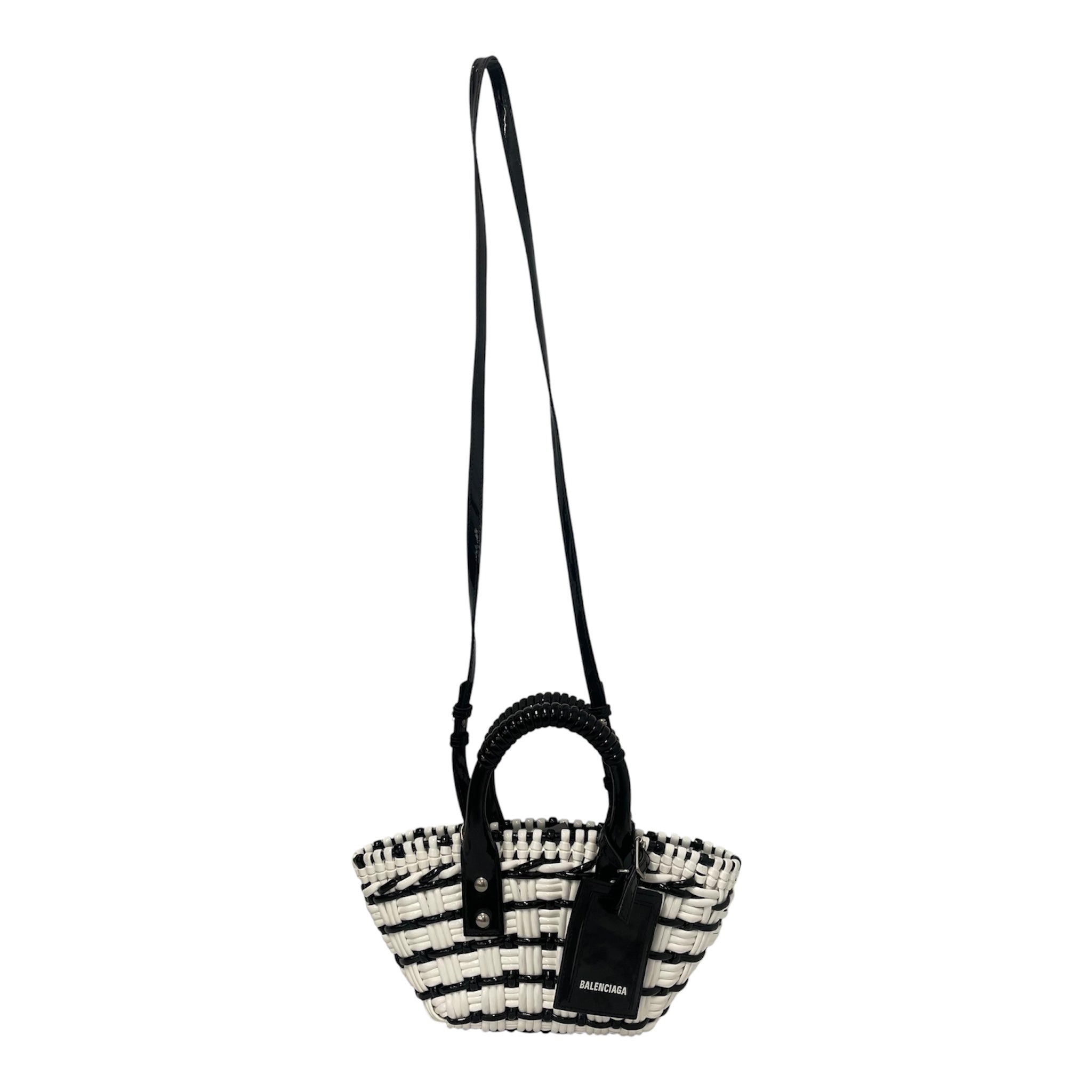 BALENCIAGA/Tote Bag/BLK/BLACKWHITEBASKETWEAVE view 1