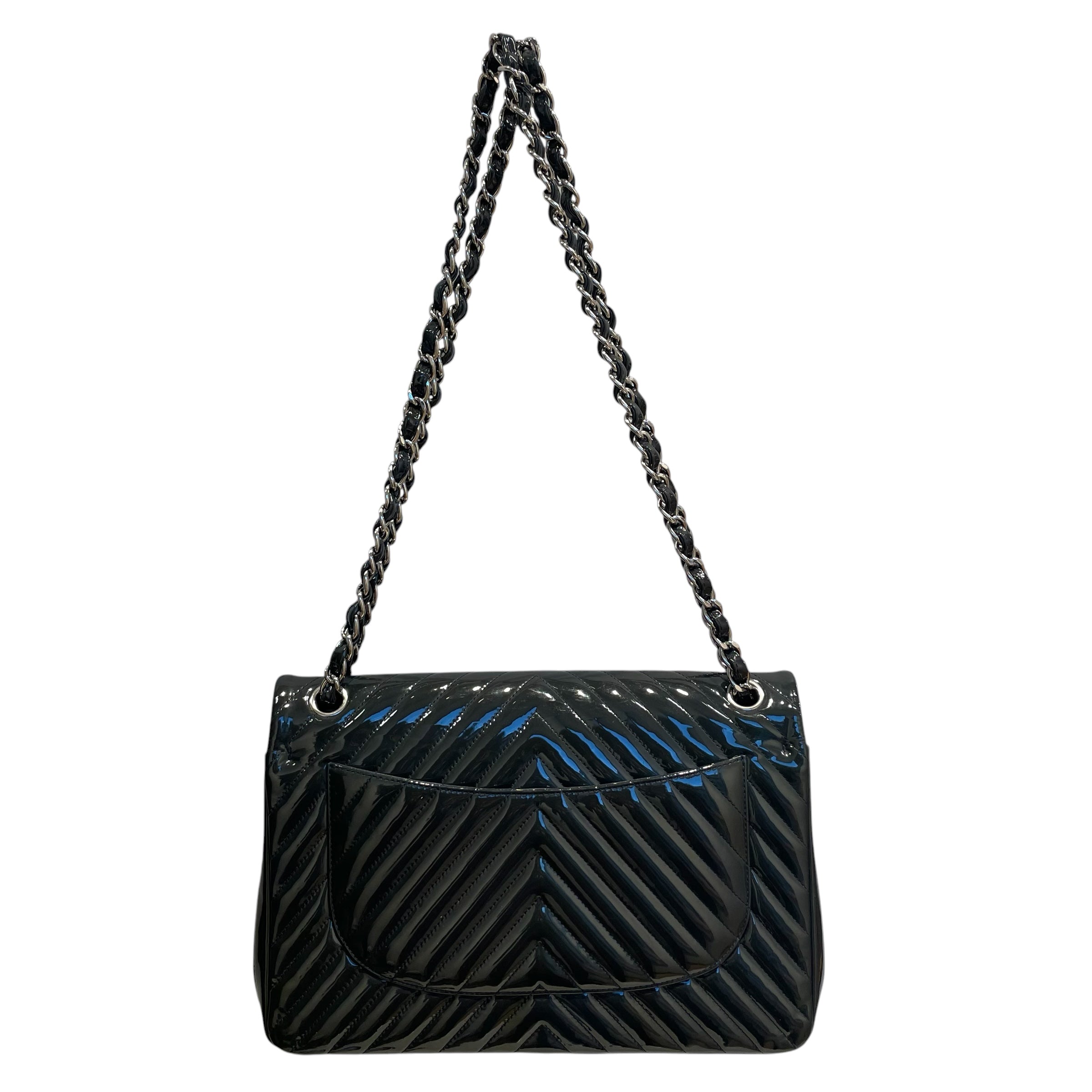 CHANEL/Hand Bag/Leather/GRN/classic/silver-tone logo view 2