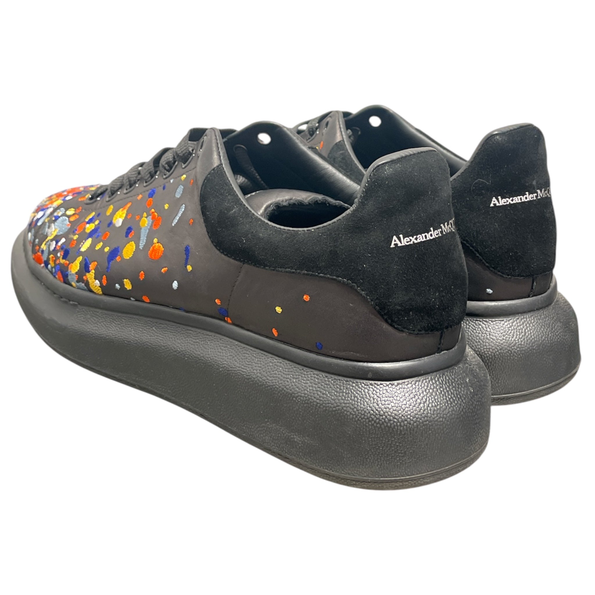 Alexander McQueen/Low-Sneakers/EU 46.5/Leather/BLK/Larry Sneaker Paint Embroidere view 2