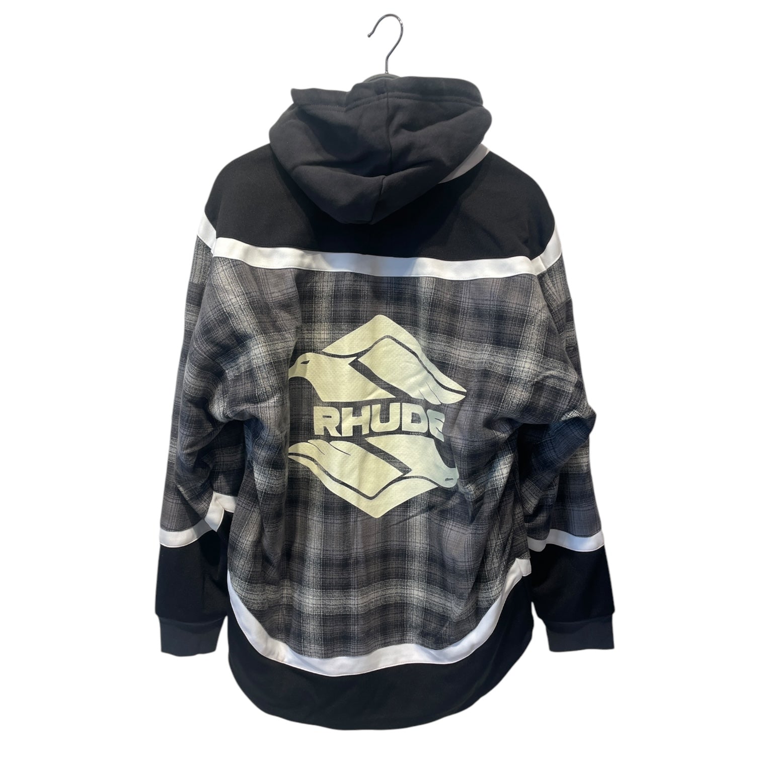 RHUDE/Zip Up Hoodie/S/Plaid/GRY/ view 2