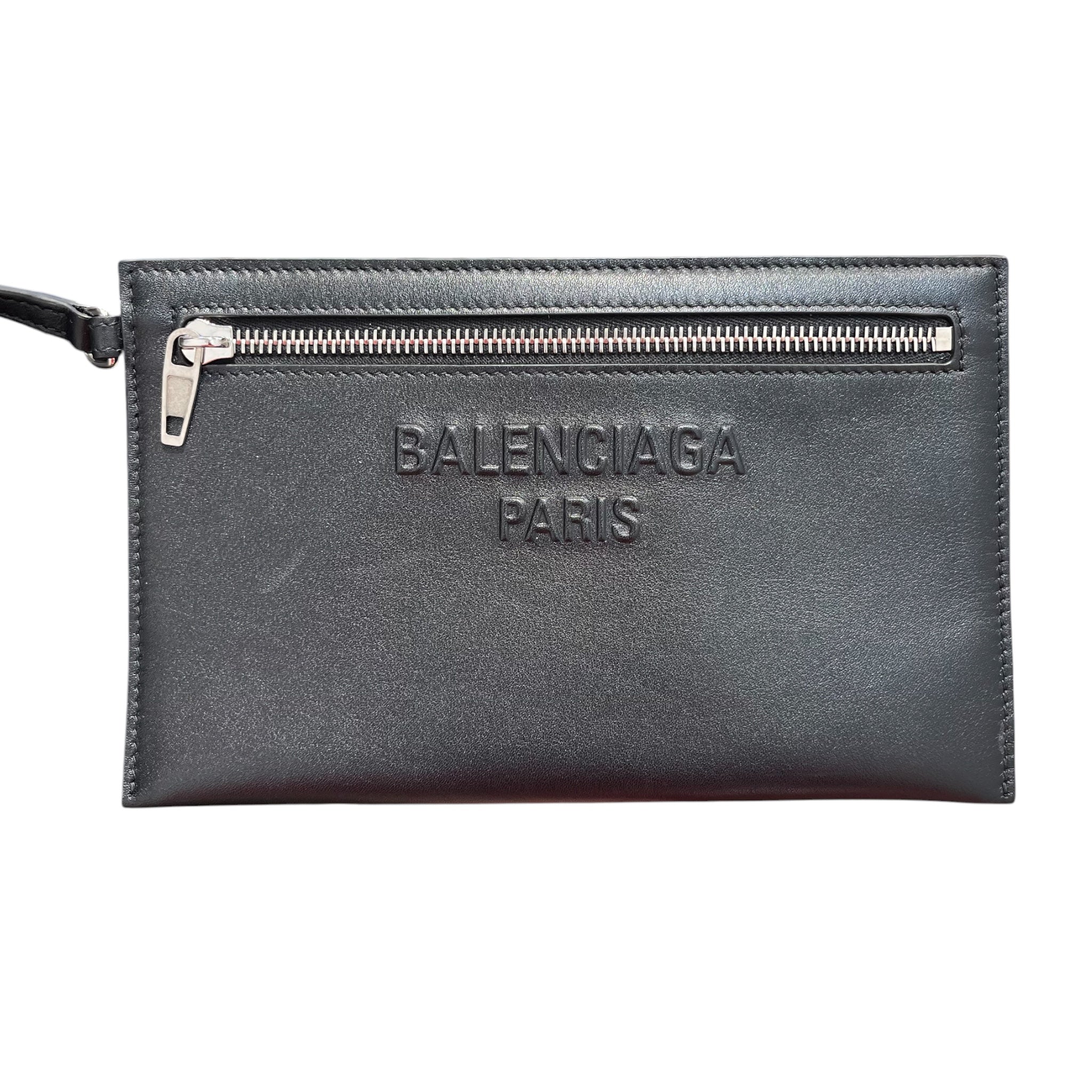 BALENCIAGA/Tote Bag/Leather/BLK/embossed logo on front view 4