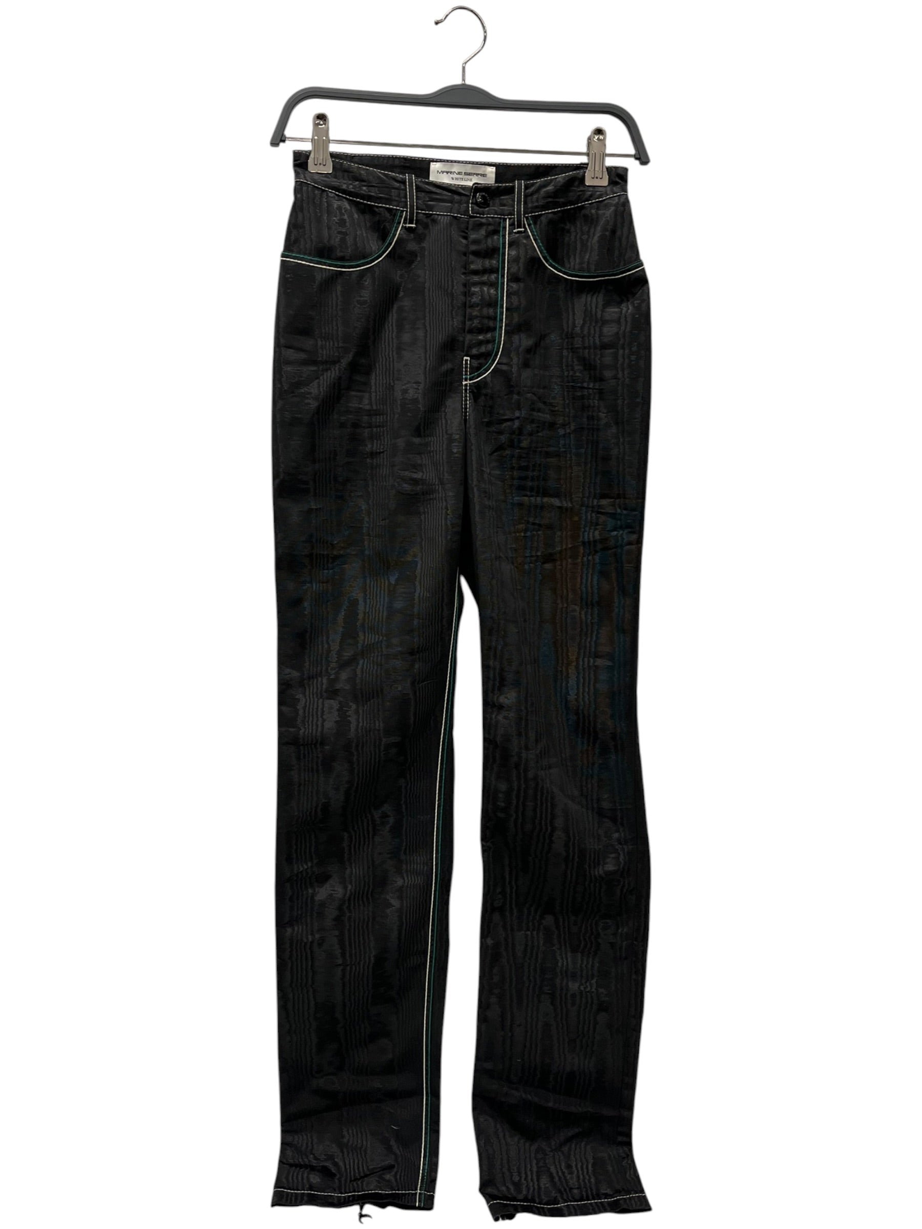 MARINE SERRE/Skinny Pants/XS/Polyester/BLK/wood type design view 1