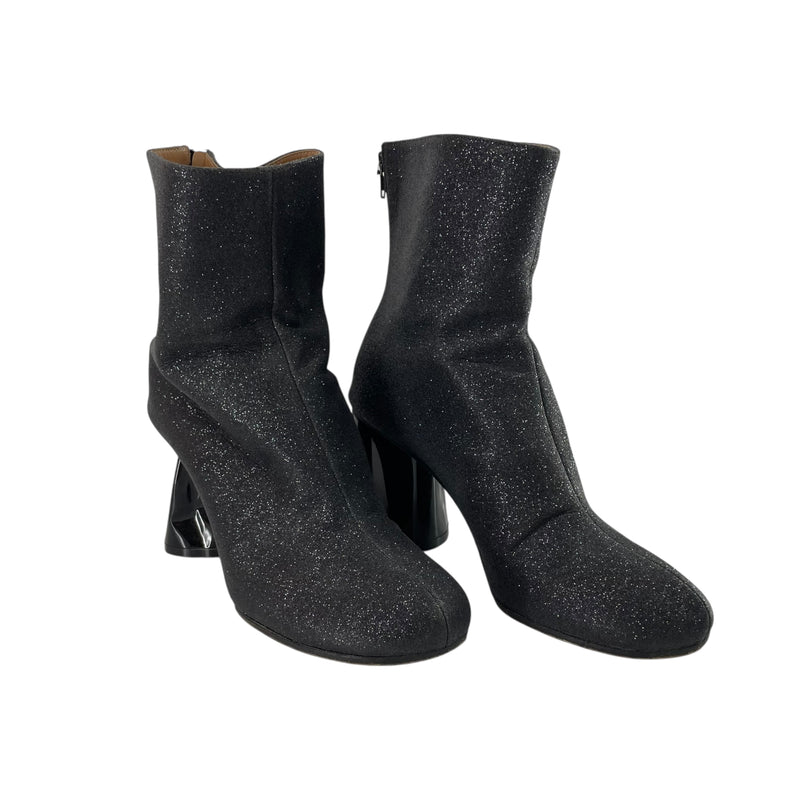 Maison Margiela/Heels/EU 38/Glitter/Leather/BLK/CRINKLED HEEL