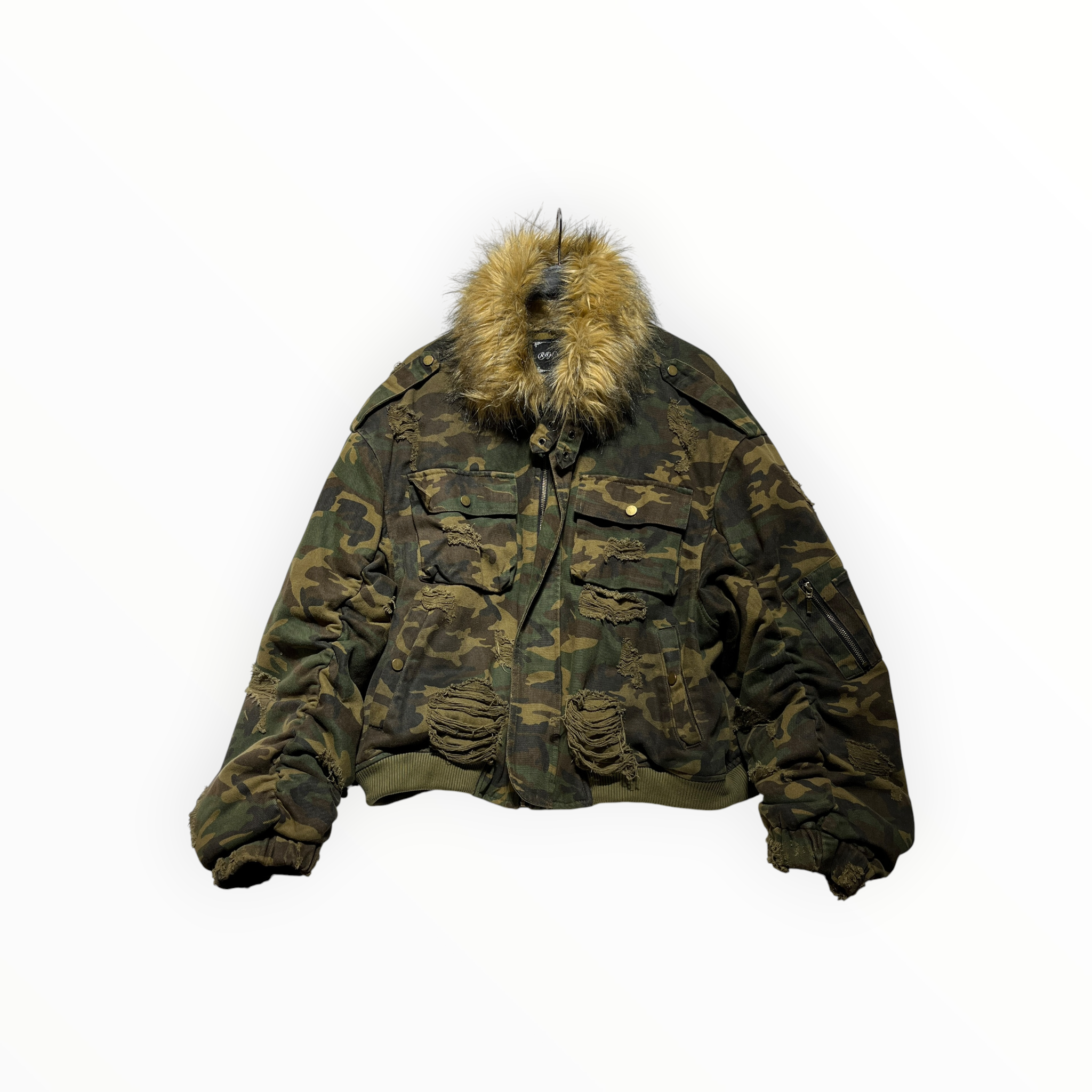 REGEN ZONE COUTURE/Jacket/2/Cotton/GRN/Camouflage/FUR COLLAR view 1