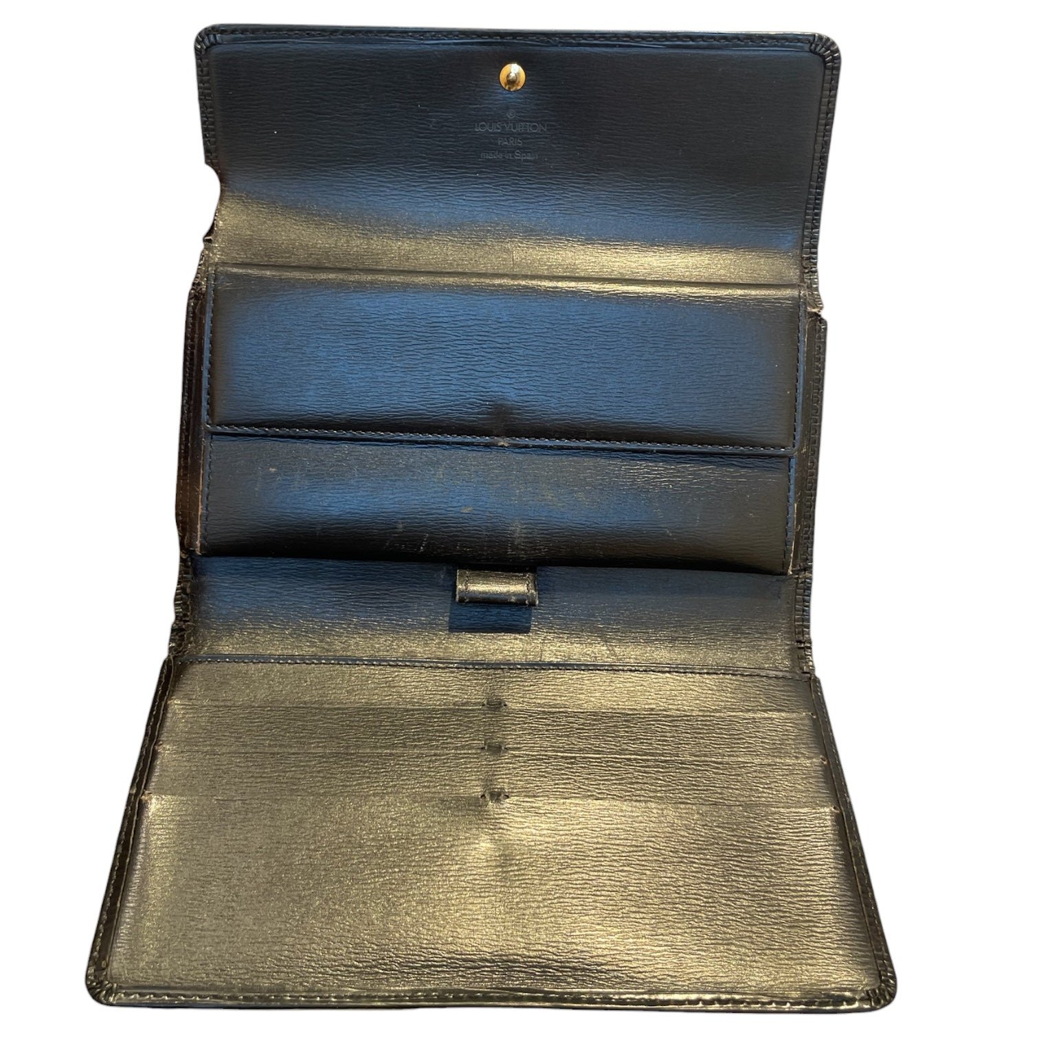LOUIS VUITTON/Long Wallet/Stripe/Leather/BLK/TEXTURED LEATHER ALL BLACK view 4