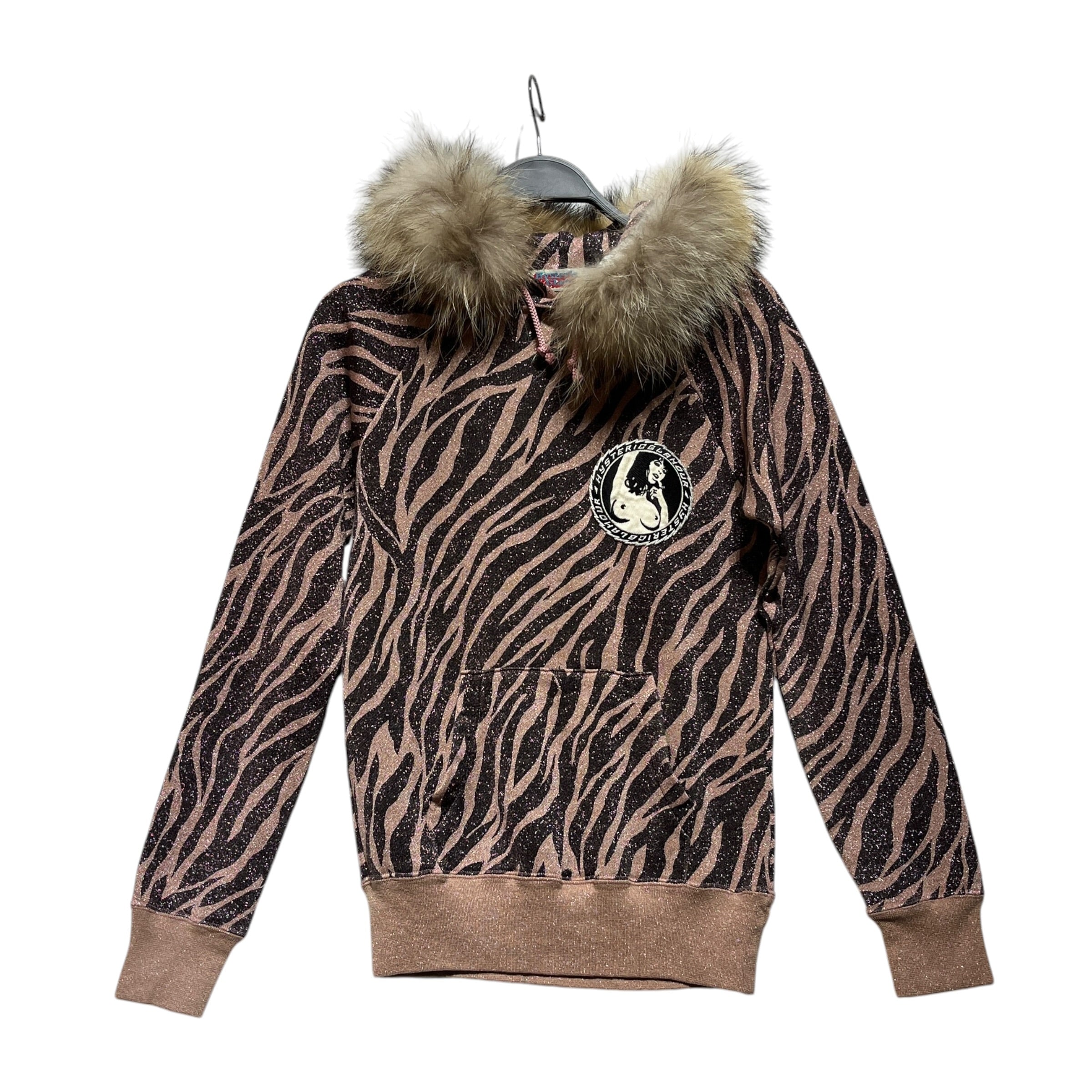 HYSTERIC GLAMOUR/Hoodie/XS/Animal Pattern/Cotton/MLT/Pullover/glitter hoodie with fur collar view 1