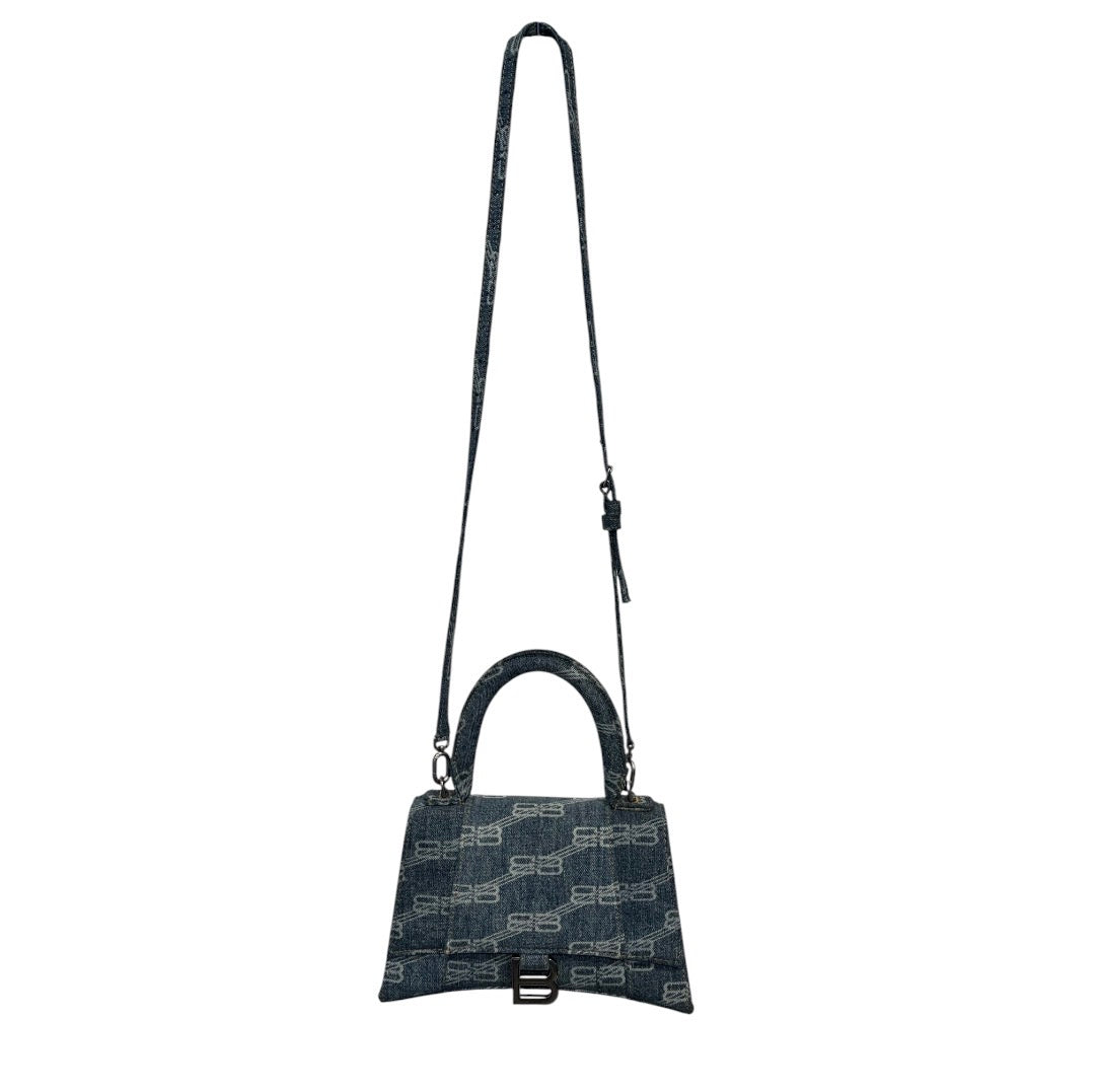 BALENCIAGA/Hand Bag/Monogram/Denim/IDG/HOURGLASS BLEACHED DENIM MINI view 1