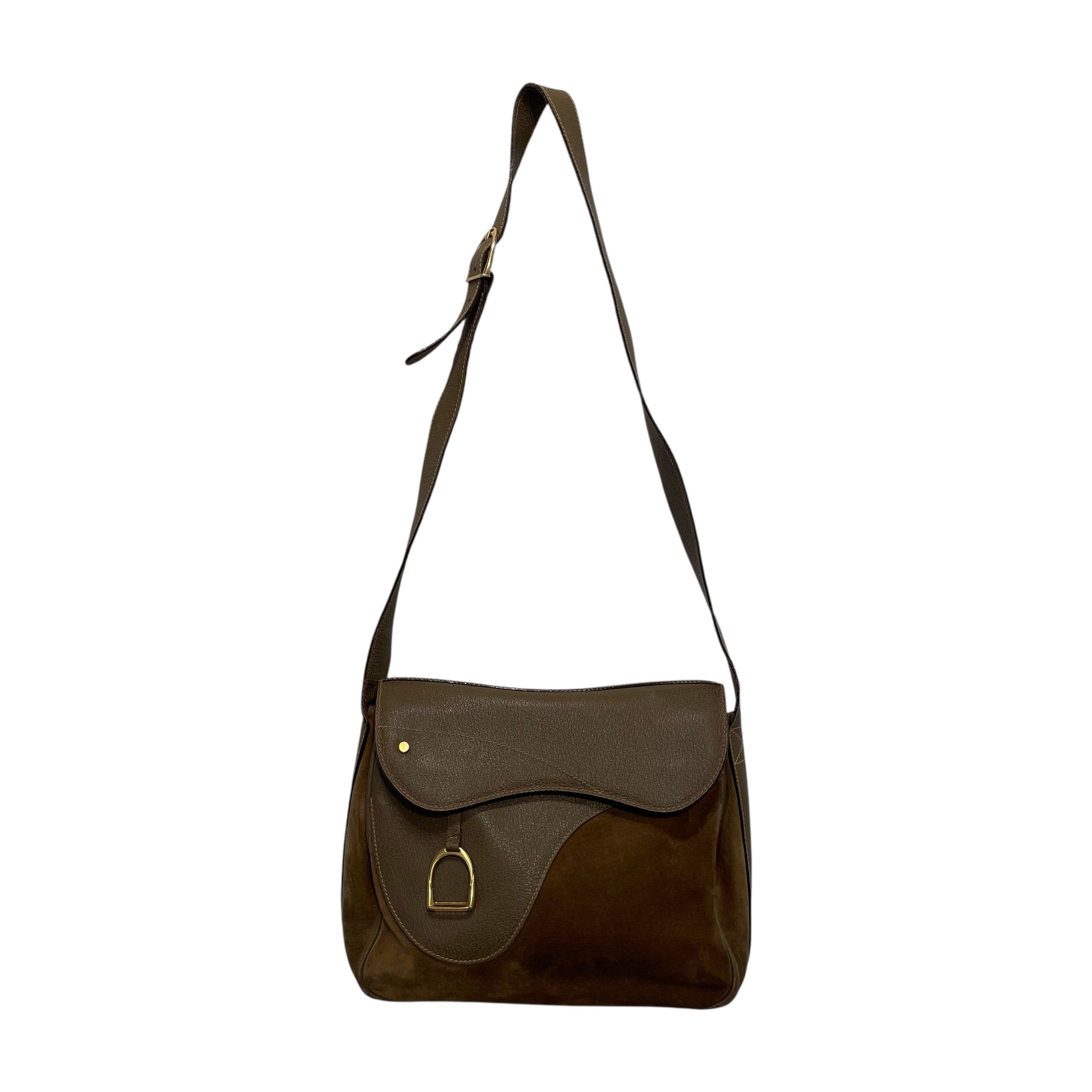 GUCCI/Bag/Suede/BEG/SADDLEBAG view 1