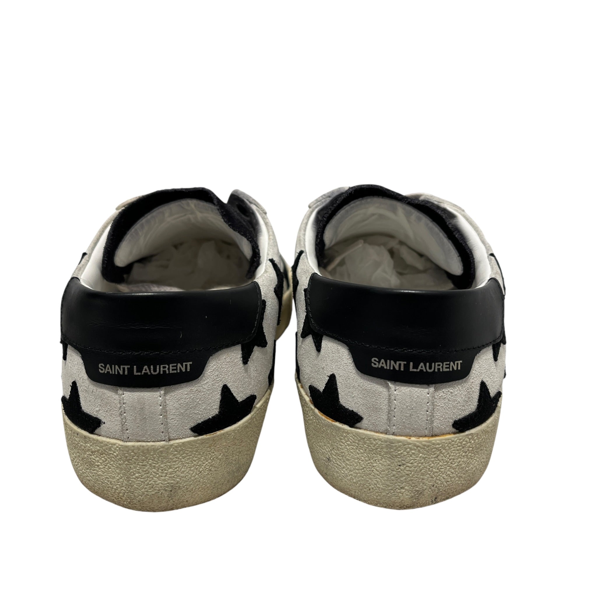 SAINT LAURENT/Low-Sneakers/US 8/All Over Print/Suede/WHT/BLK STARS/BLK HEEL view 4