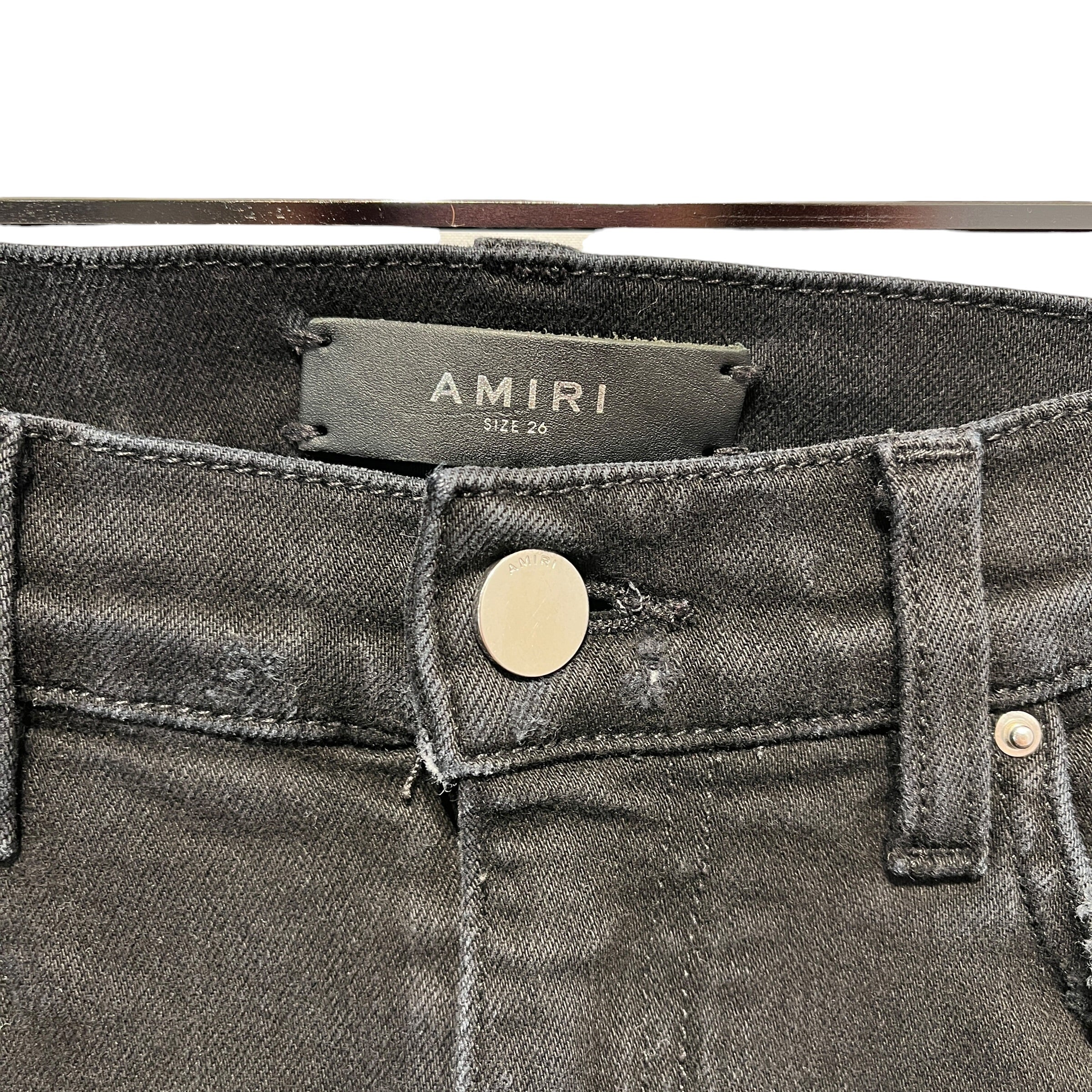 AMIRI/Skinny Pants/26/Cotton/BLK/MX1 LEATHER KNEE CAPS view 3