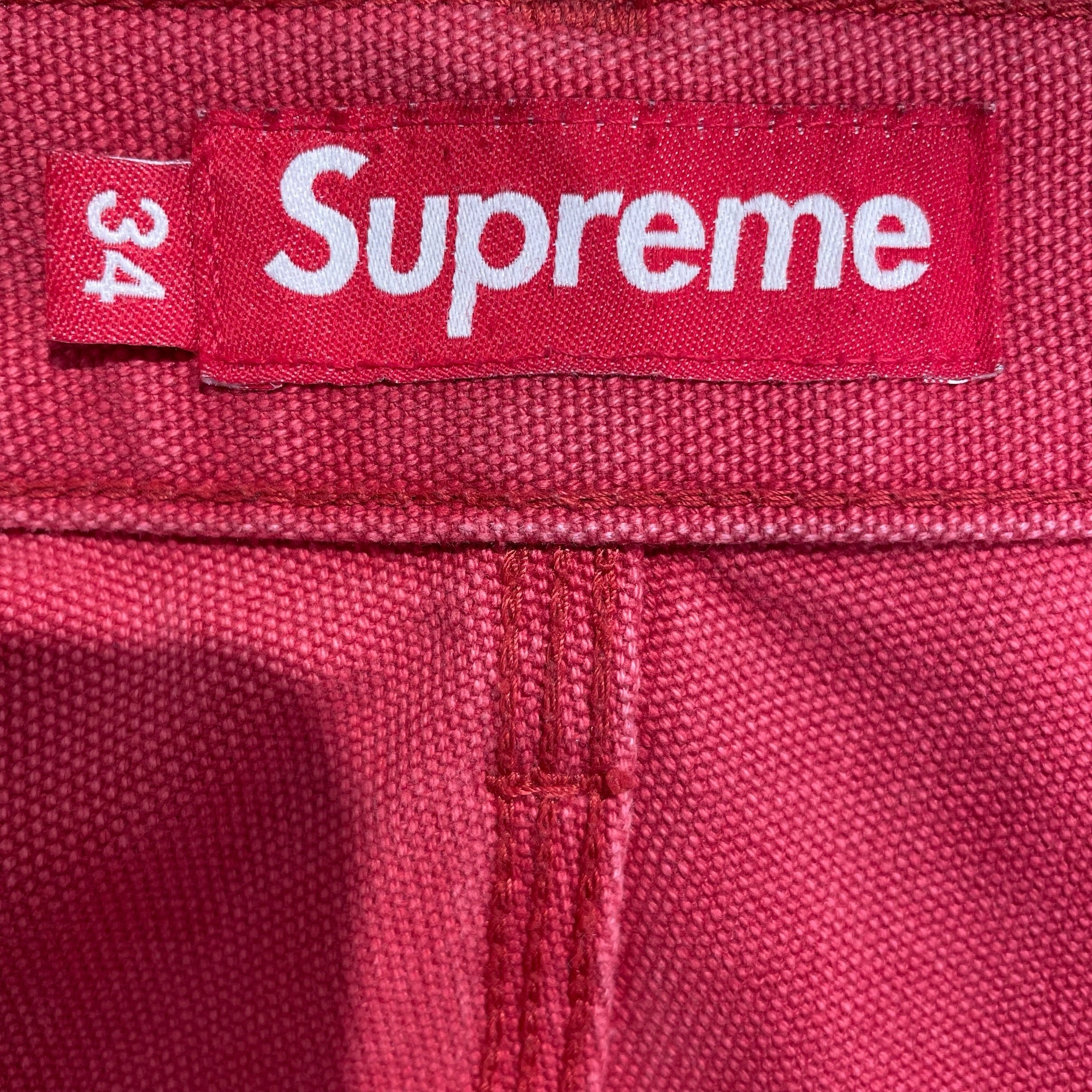 Supreme/Cargo Pants/34/Cotton/RED/workpants logodownleg dye job view 3