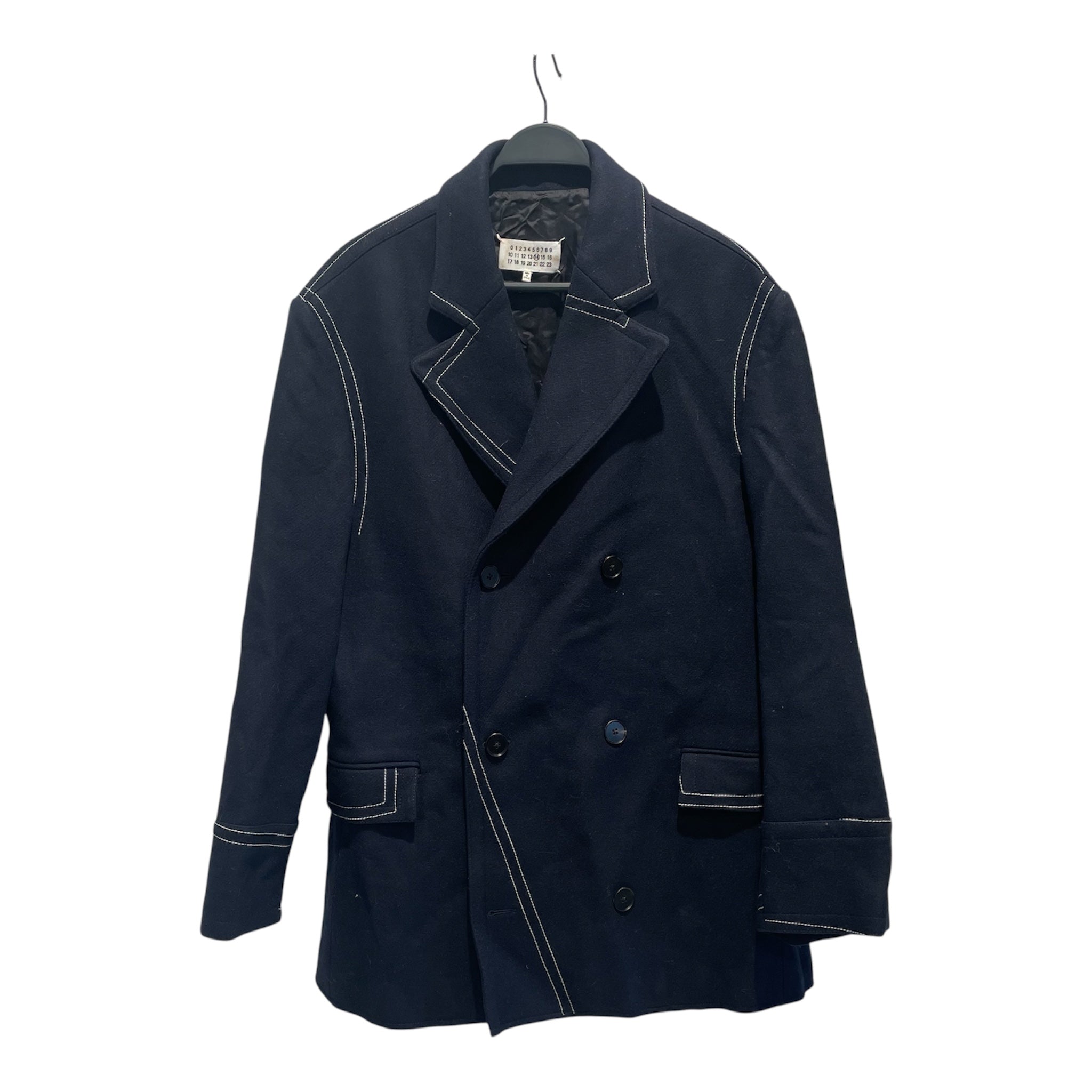 Maison Margiela/Coat/48/Wool/NVY/Double Breasted White Stitchin view 1