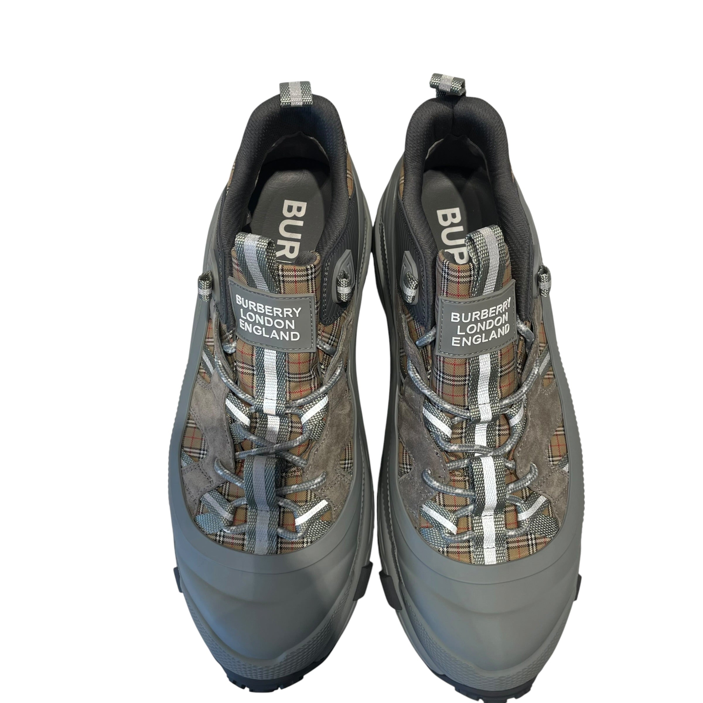 BURBERRY/Low-Sneakers/US 11/GRY/ARTHUR CHECK AND SUEDE view 3