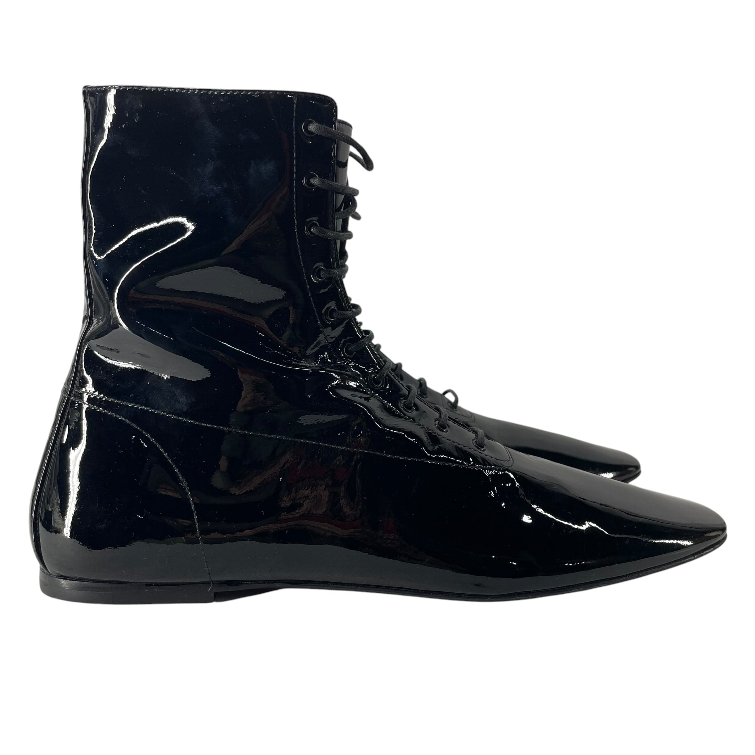 SAINT LAURENT/Dress Shoes/EU 42/Leather/BLK/713752 PATENT FLAT SOLE HI TOP view 2