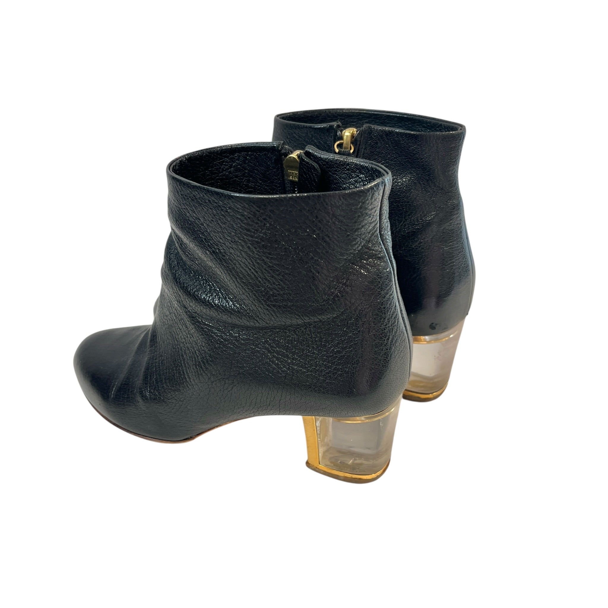 Rupert Sanderson/Ankle Boots/EU 38/Leather/BLK/Side Zip/CLEAR HEEL BOOTIES view 2
