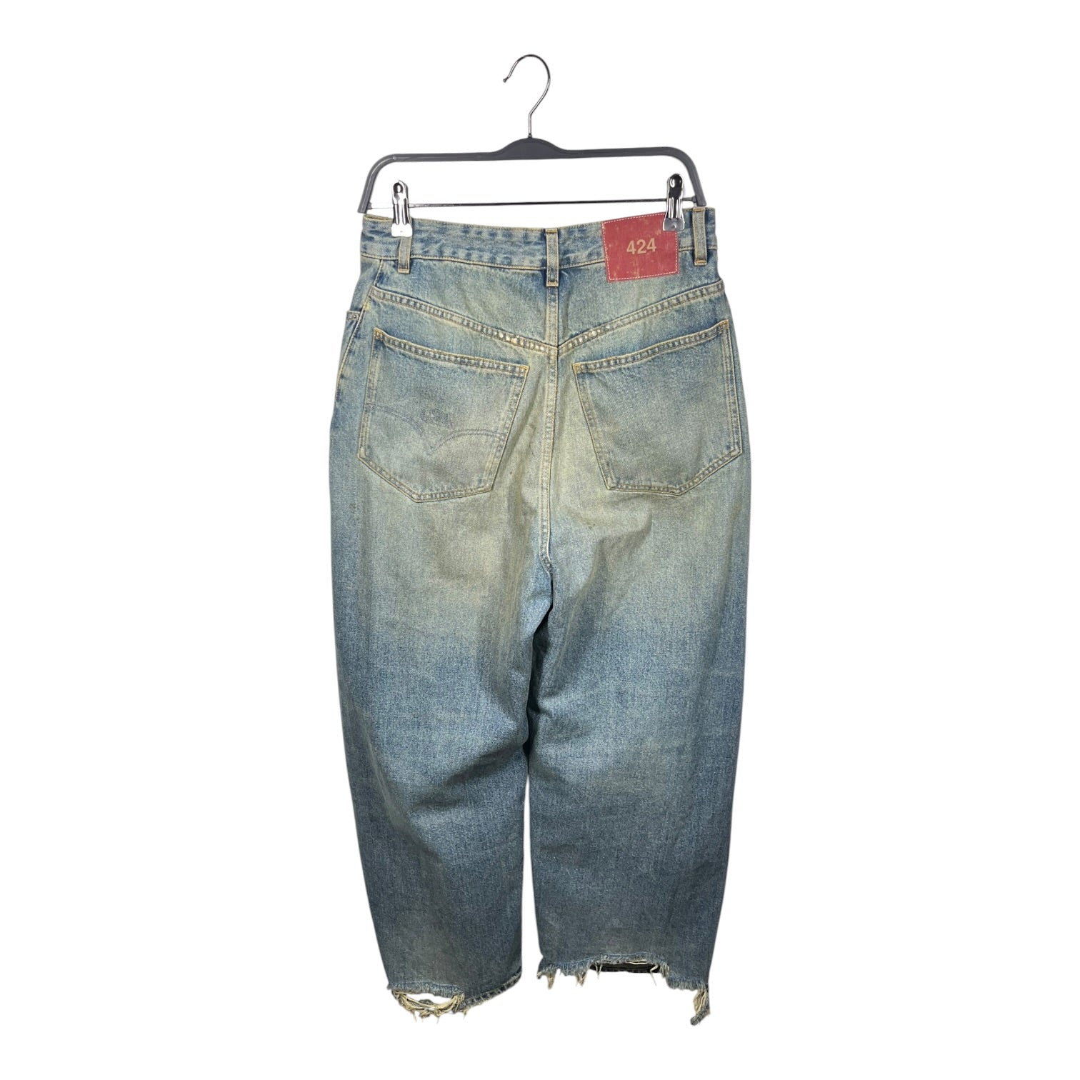 424(FourTwoFour)/Straight Pants/44/Denim/BLU/DISTRESSED WIDE LEG JEANS view 2