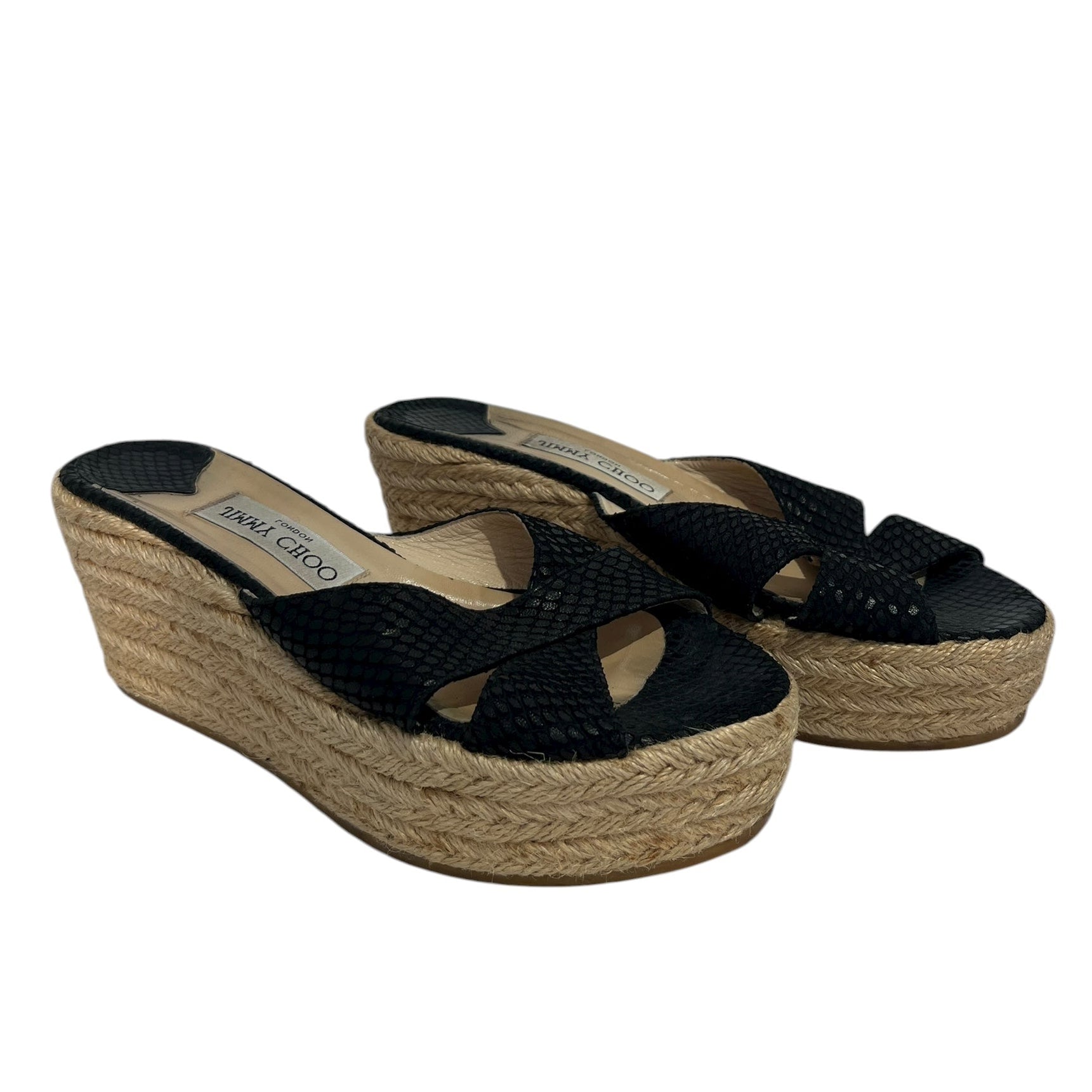 JIMMY CHOO/Espadrilles/US 6/Leather/BEG/BEIGE/BLACK SNAKE SKIN view 1