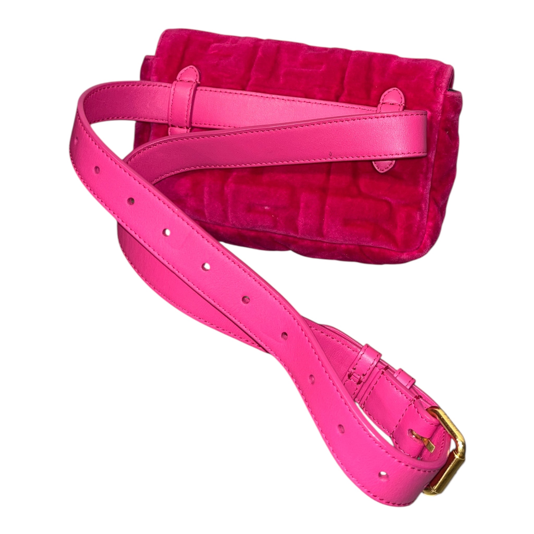 FENDI/Fanny Pack/Velour/PNK/2019 GLD LOGO ON FRONT view 2
