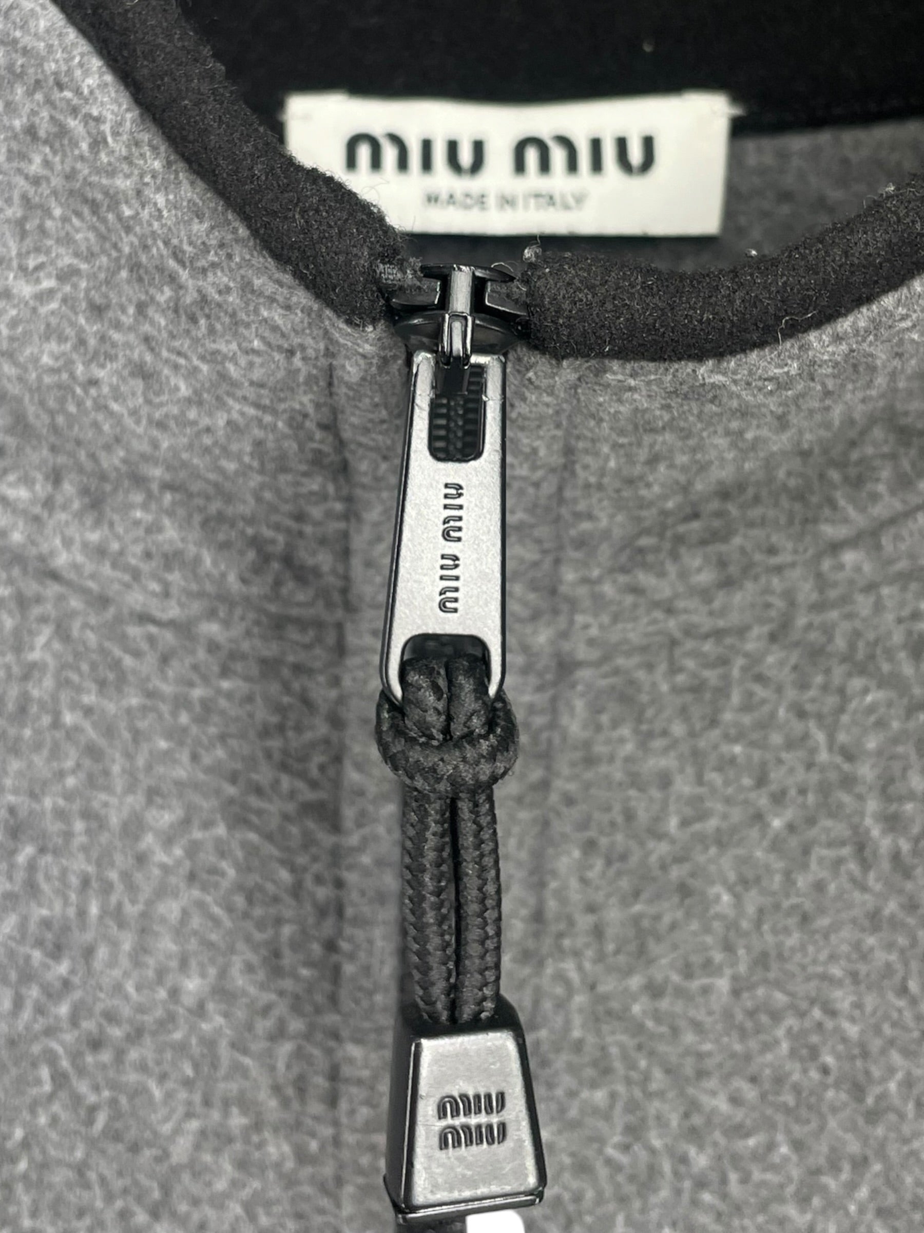 MIU MIU/Fleece Jkt/L/Polyester/GRY/WHITE LOGO EMBROIDERED FLC JKT view 5