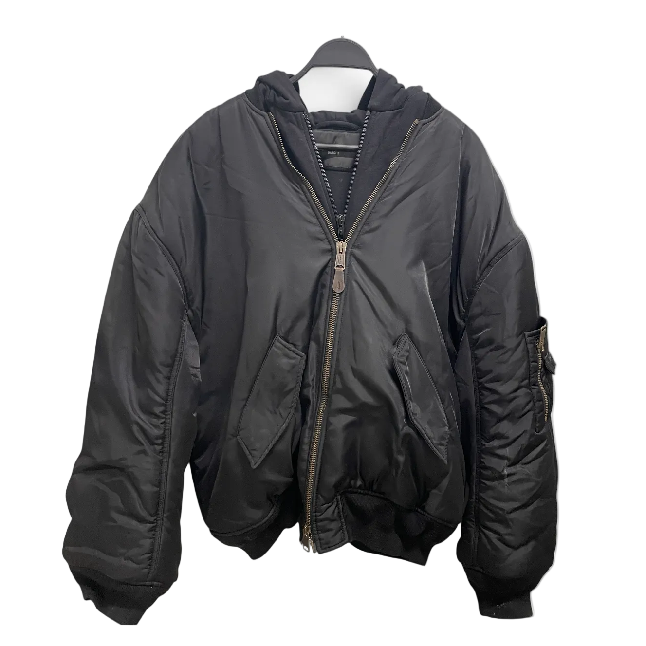 BALENCIAGA/Jacket/2/Nylon/BLK/HOODED BOMBER view 1