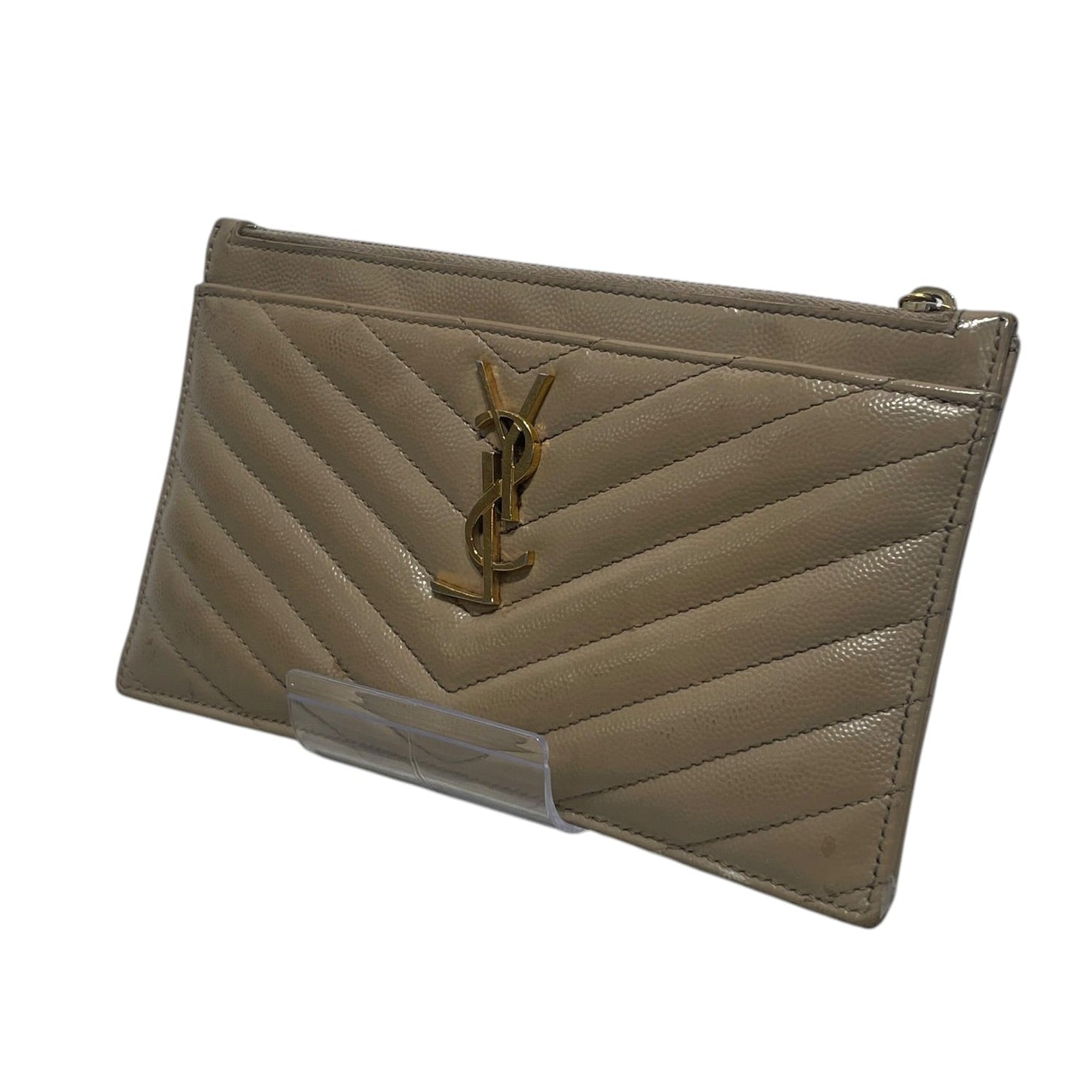 SAINT LAURENT/Long Wallet/Leather/BEG/GRAIN DE POUDRE view 1
