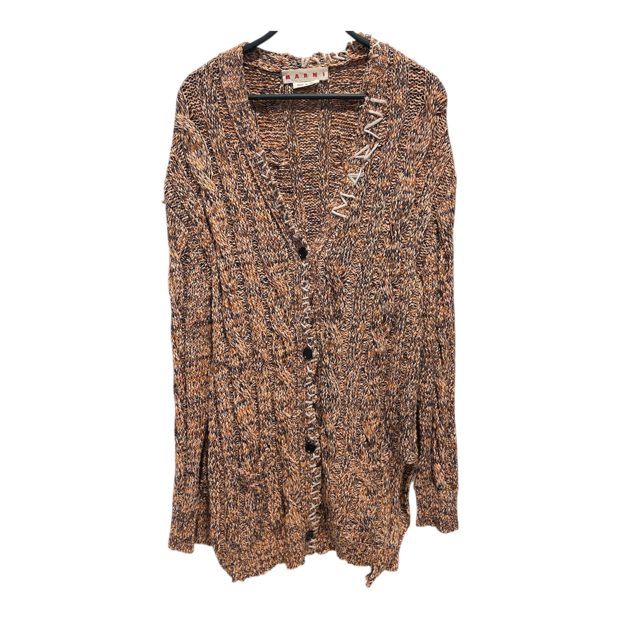 MARNI/Cardigan/42/Cotton/ORN/cable knit marni stitch collar view 1
