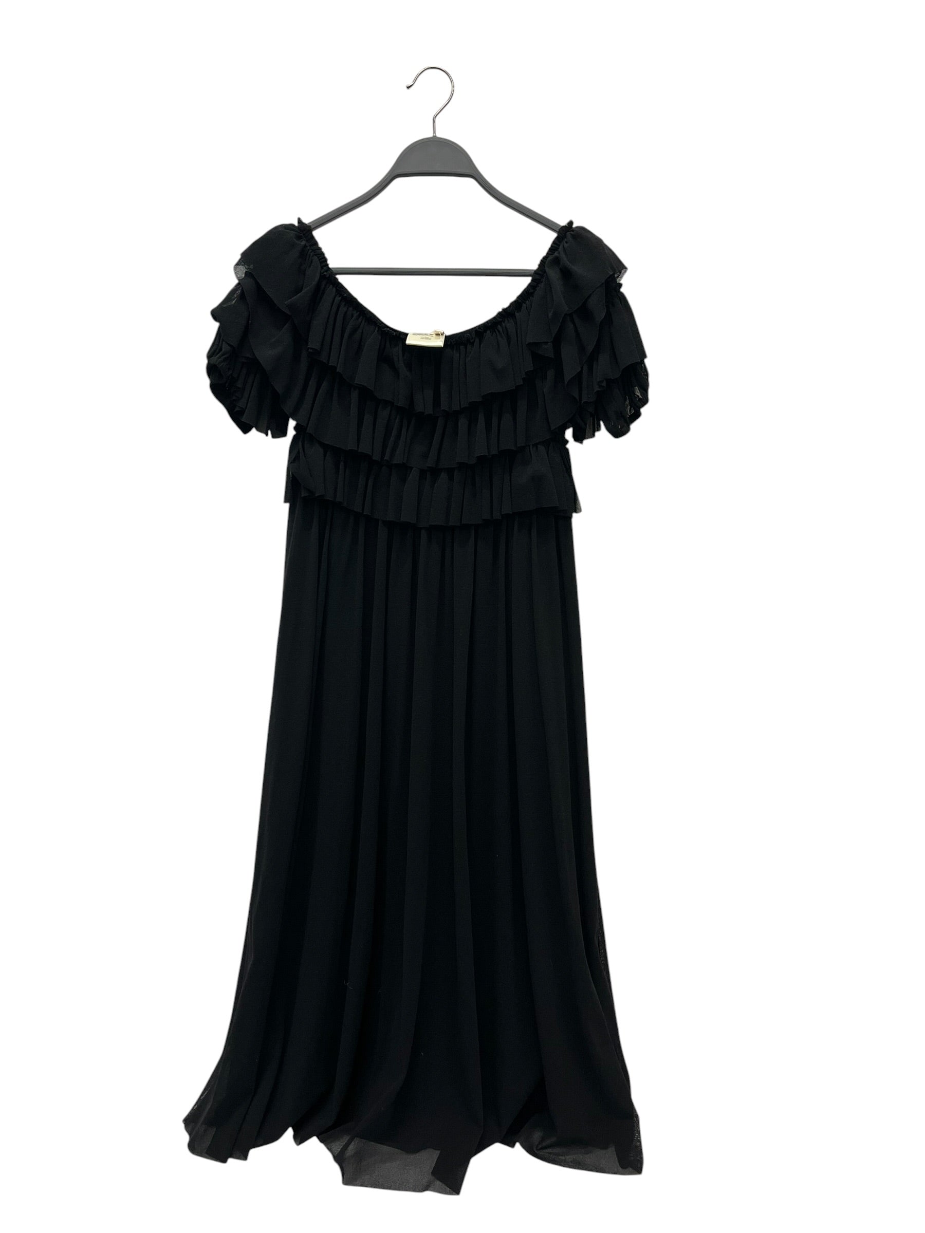 FUZZI/Dress/S/Cotton/BLK/Maxi Length/RUFFLE TOP MESH view 1