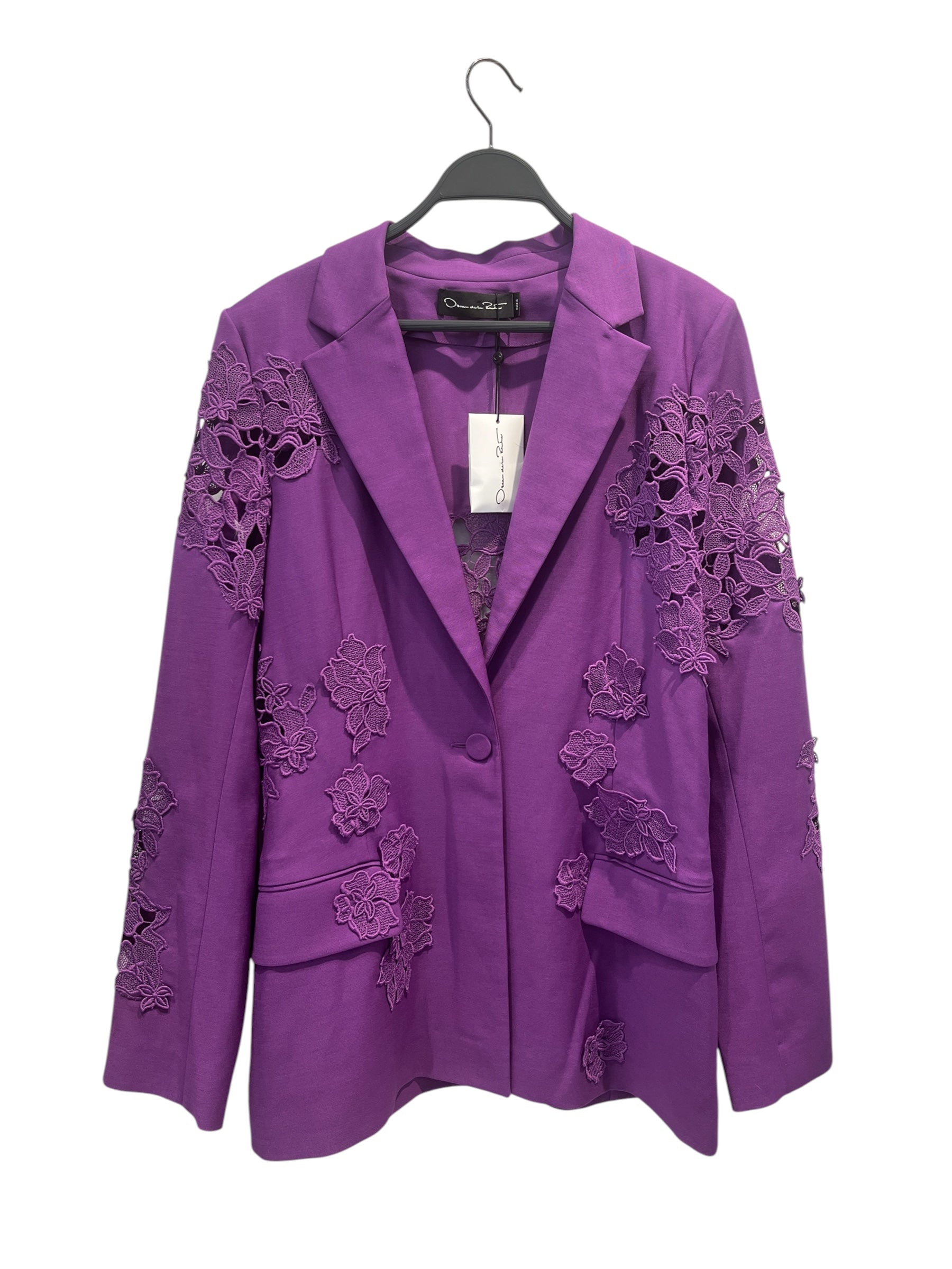 Oscar de laRenta/Tailored Jkt/12/Polyester/PPL/LACEFLOWERHOLES view 1