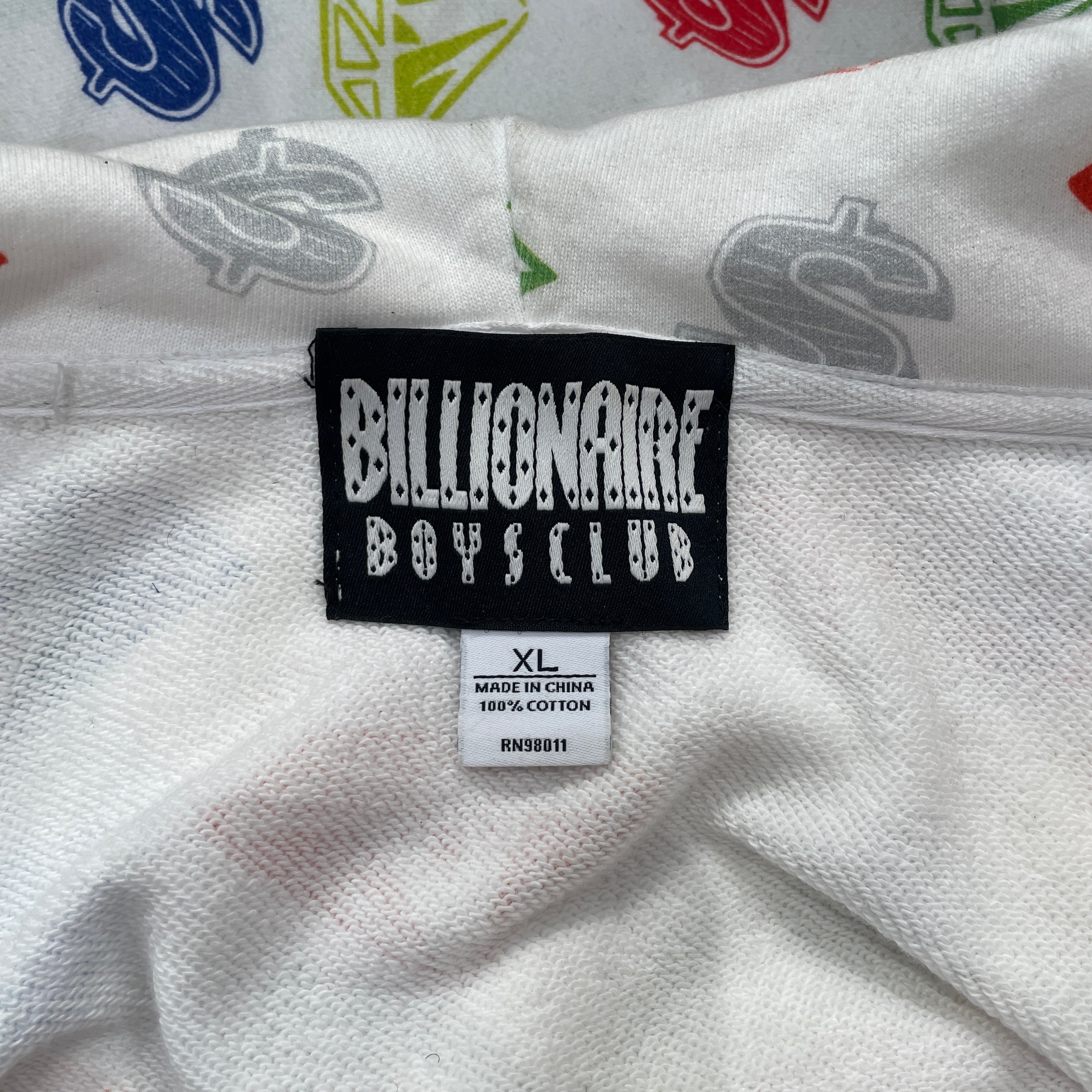 BILLIONAIRE BOYS CLUB/Hoodie/XL/All Over Print/Cotton/WHT/FULL ZIP RAINBOW MONEY DIAMOND view 3