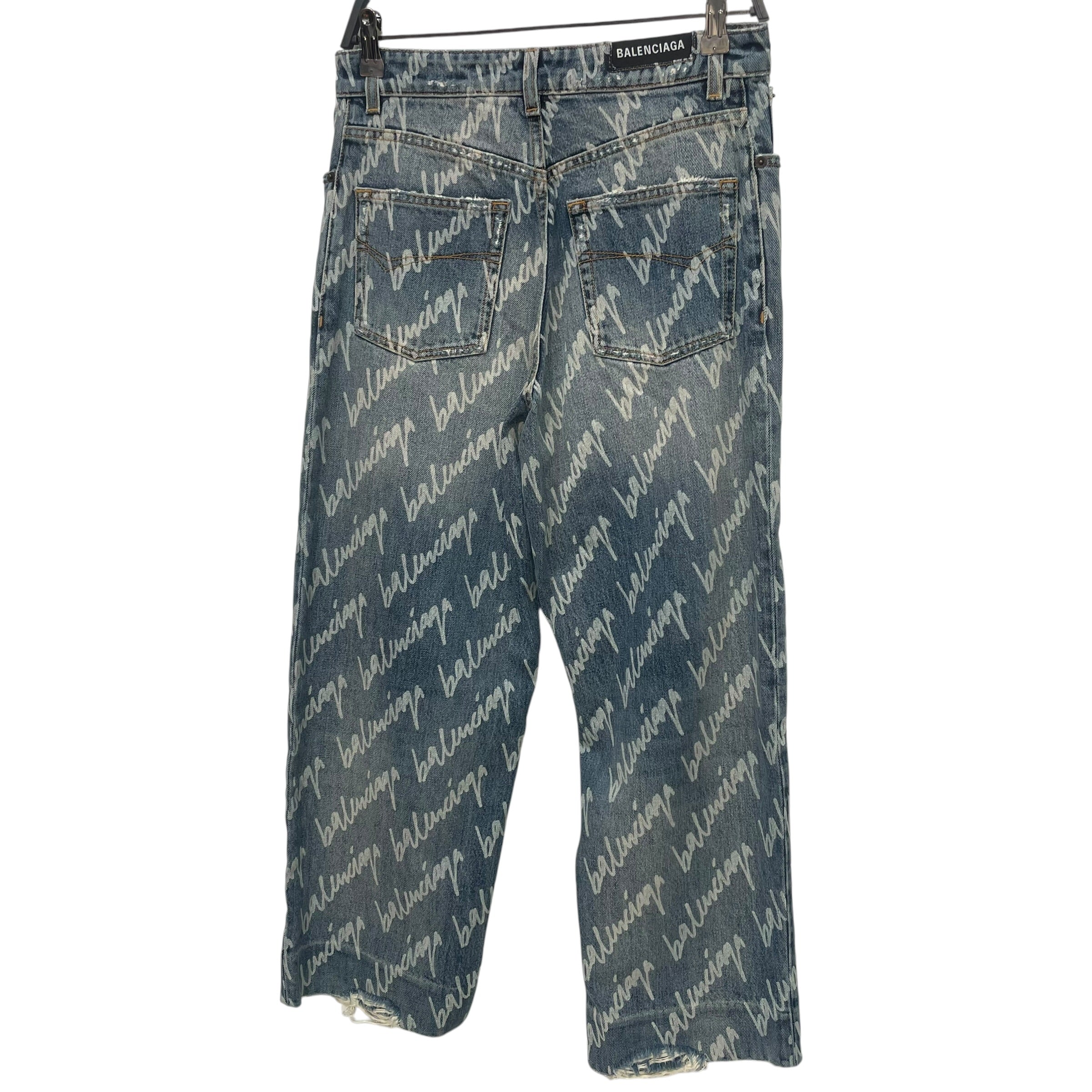 BALENCIAGA/Pants/27/Cotton/BLU/Graphic/All Over Logo view 2