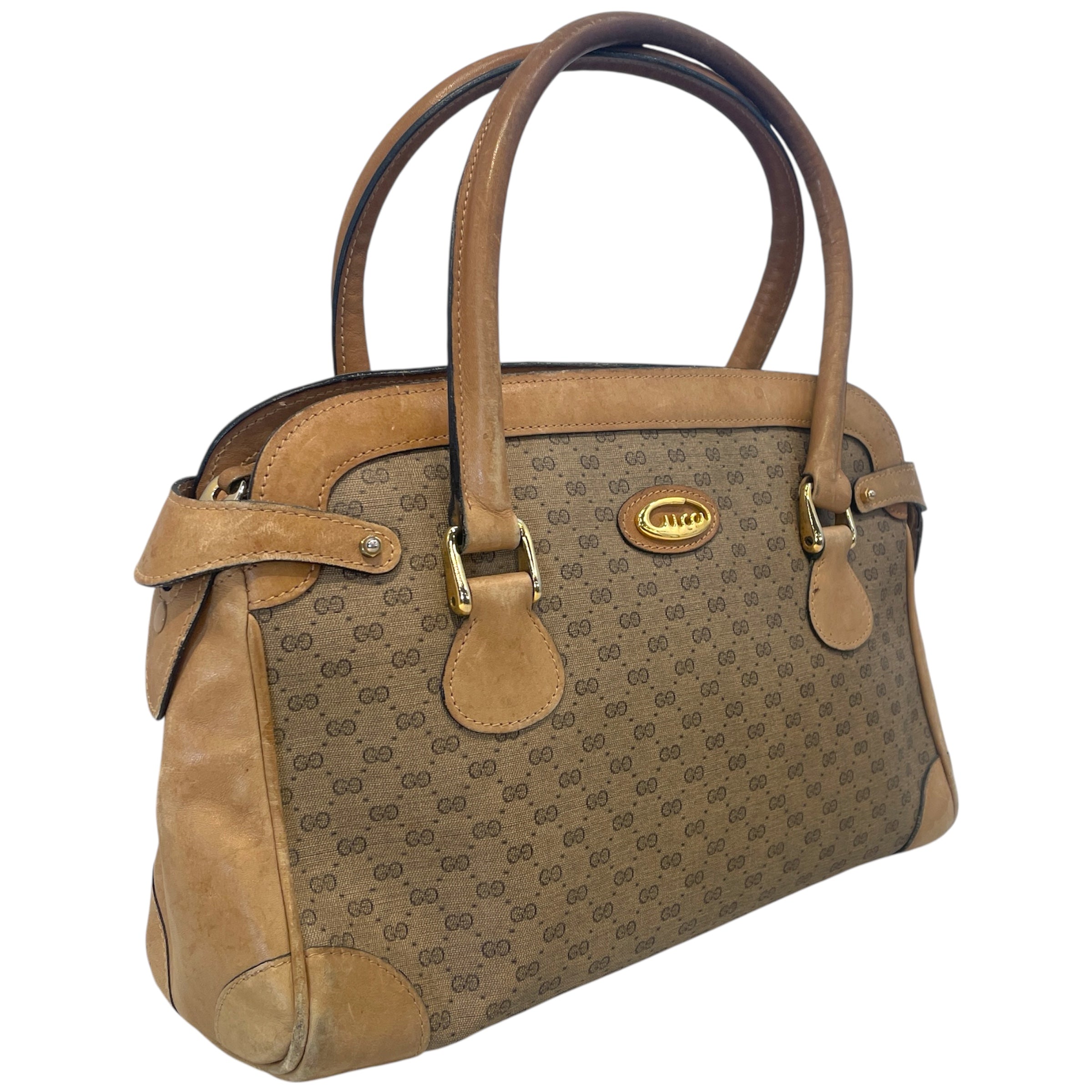 GUCCI/Cross Body Bag/Monogram/Leather/BRW/Vintage Hand Bag view 3