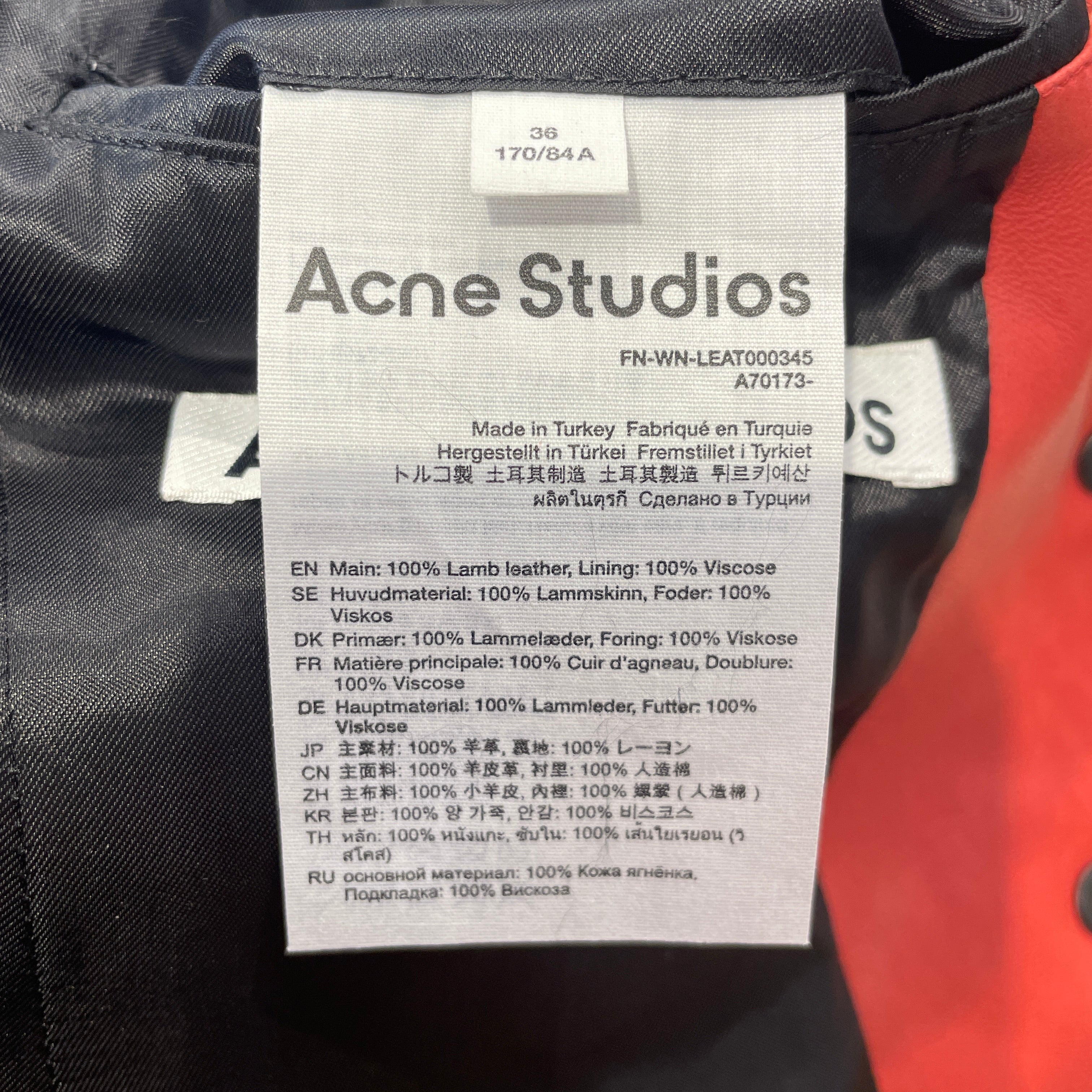 Acne Studios/Leather Jkt/36/Leather/RED/ view 4
