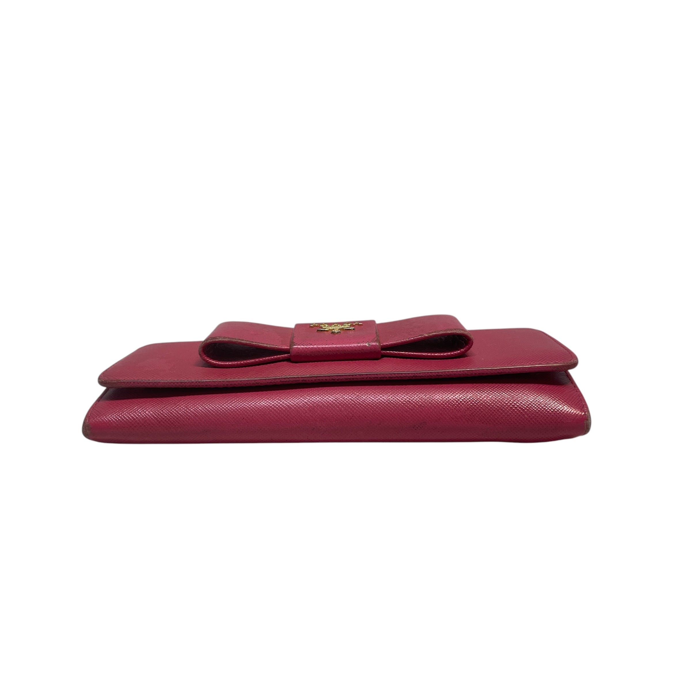 PRADA/Wallet/Leather/PNK/L's/SAFFIANO BOW CONTINENTAL view 3