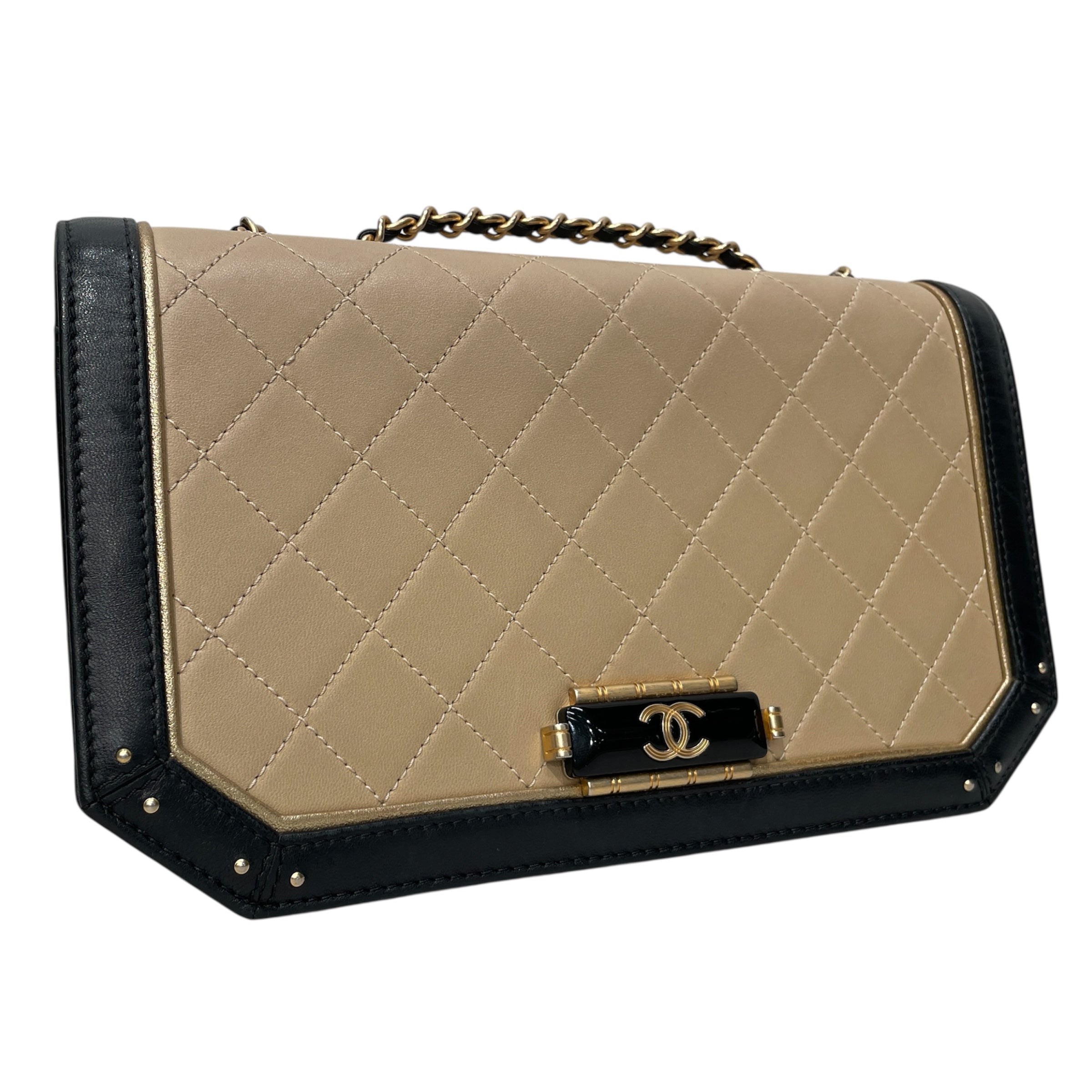 CHANEL/Cross Body Bag/Leather/BEG/23725437 PALACE FLAP BLK TRIM view 6
